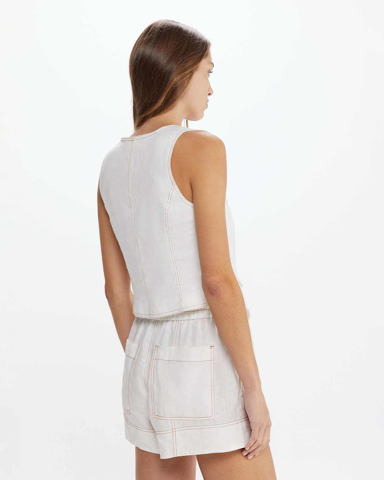 Sabine Linen Vest in WHITE