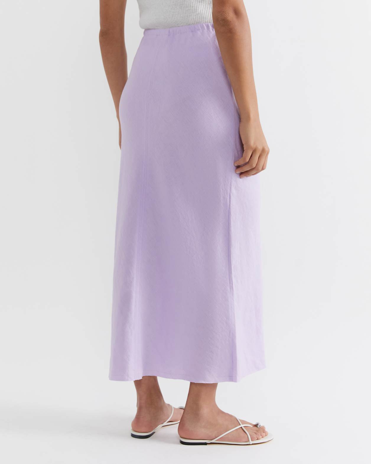 Marcie Easy Linen Slip Skirt in LAVENDER