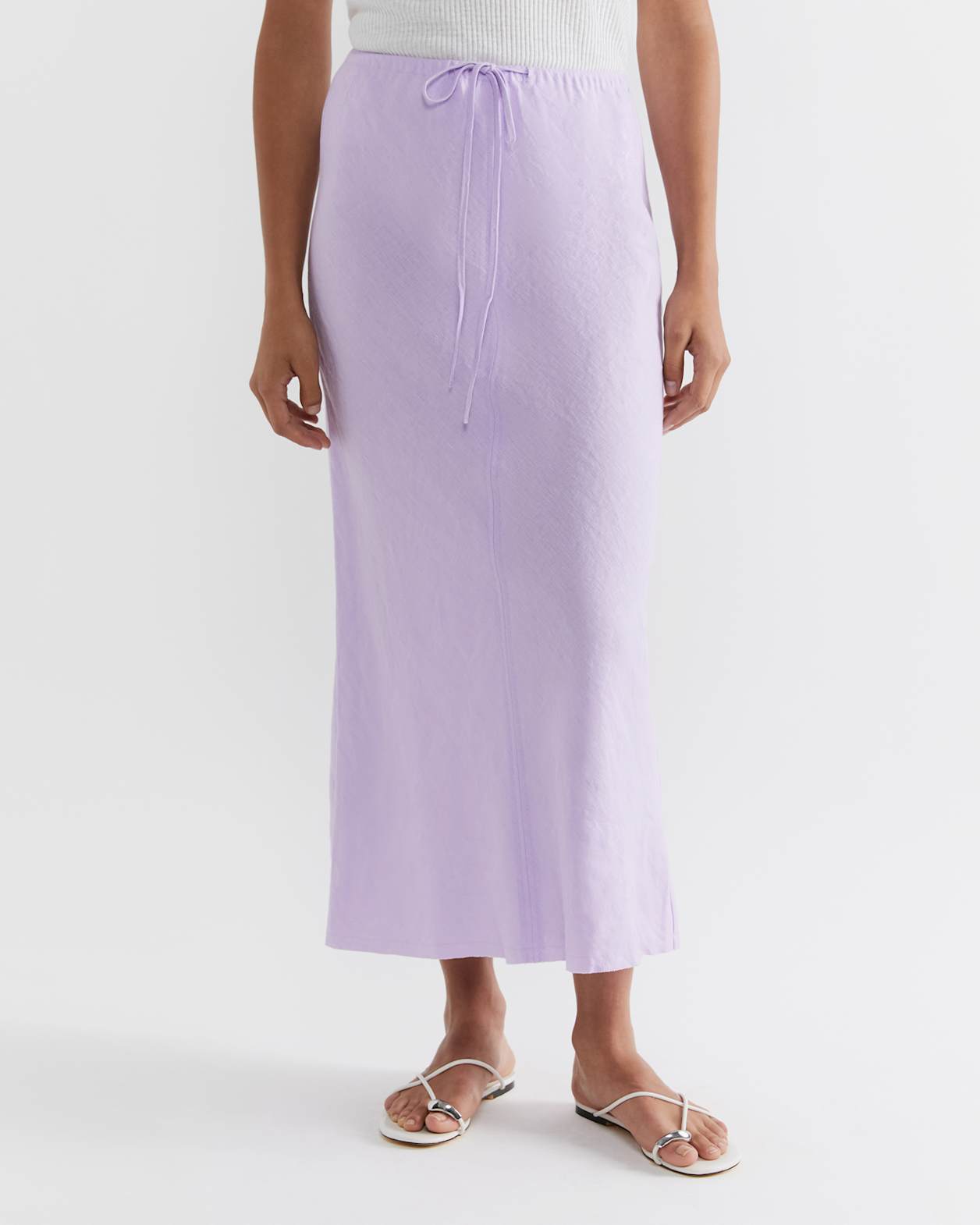 Marcie Easy Linen Slip Skirt in LAVENDER