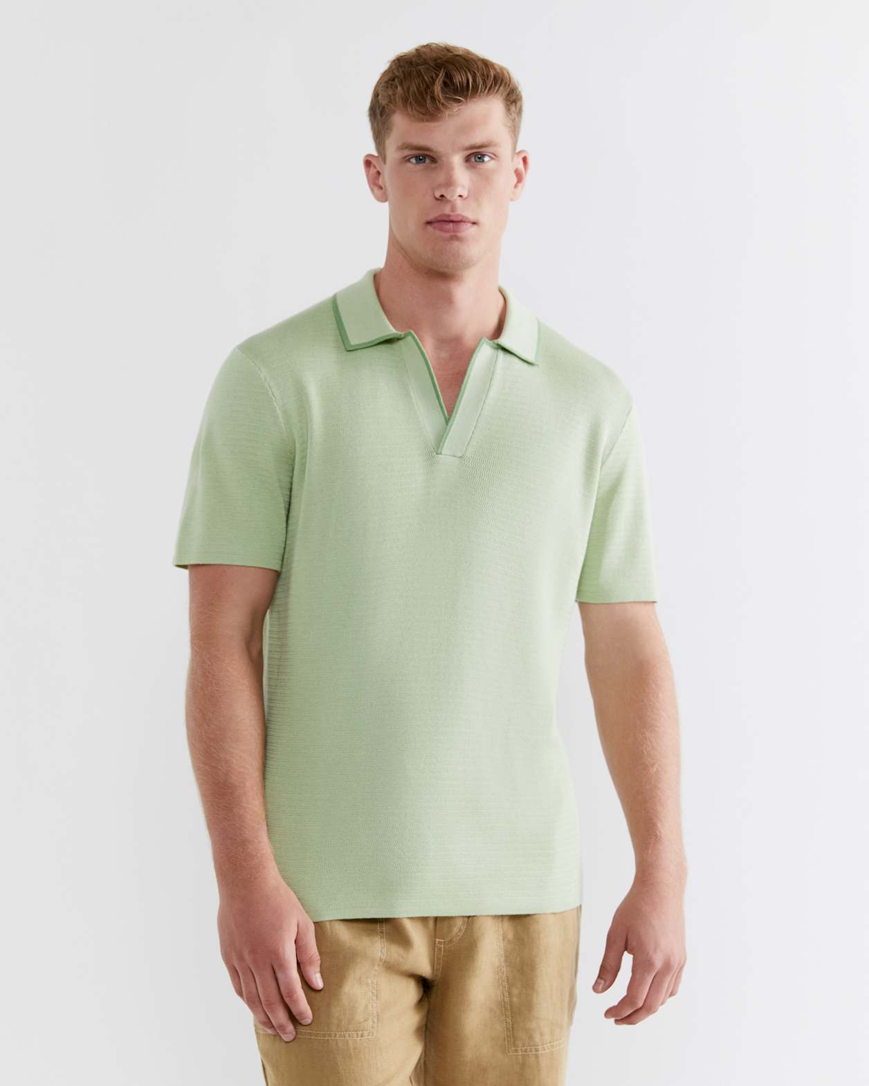 Spencer Knit Polo in SOFT GREEN