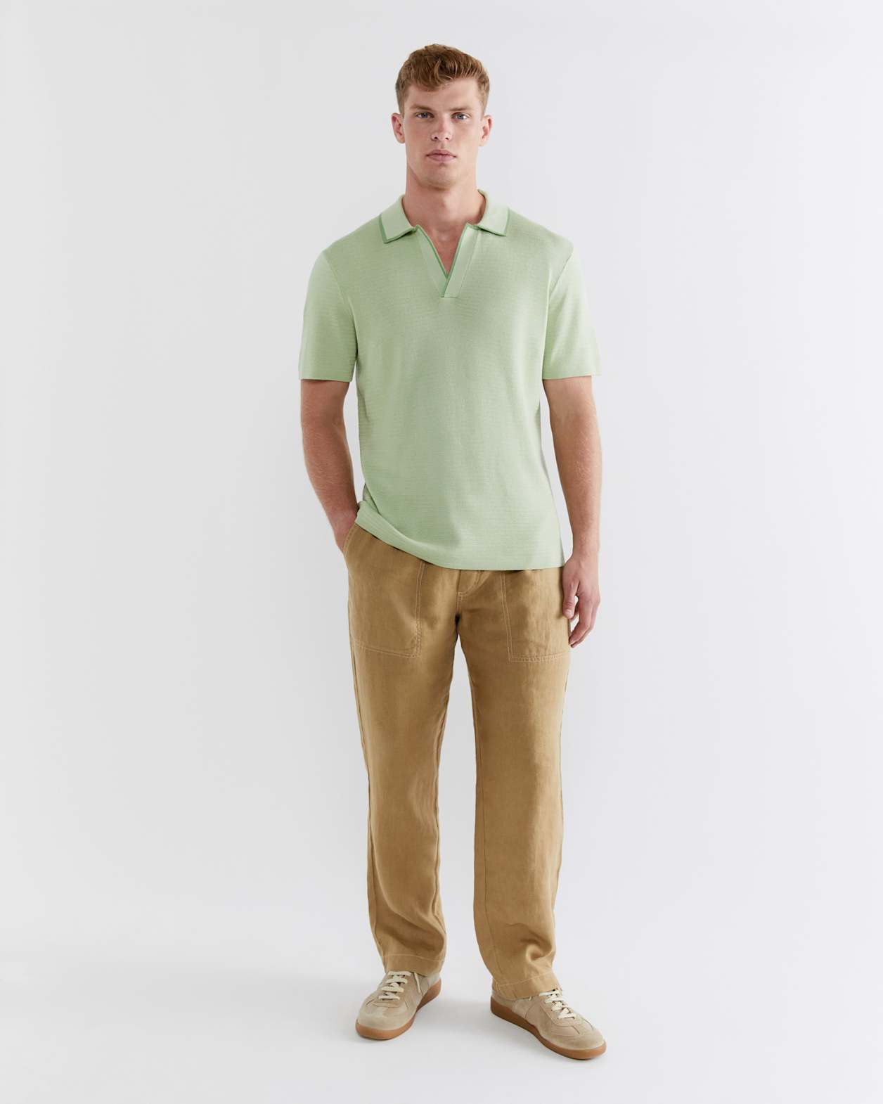 Spencer Knit Polo in SOFT GREEN