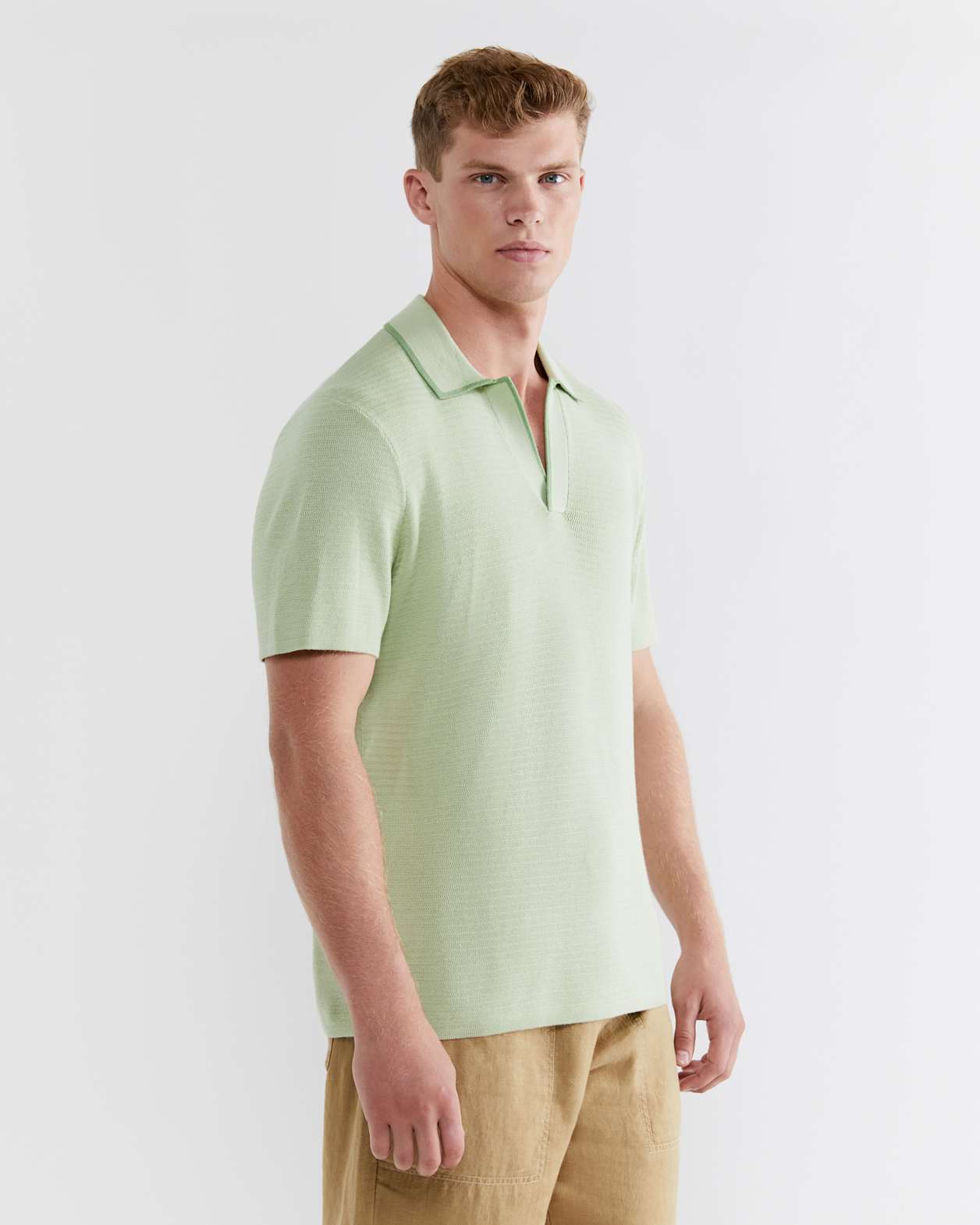 Spencer Knit Polo in SOFT GREEN