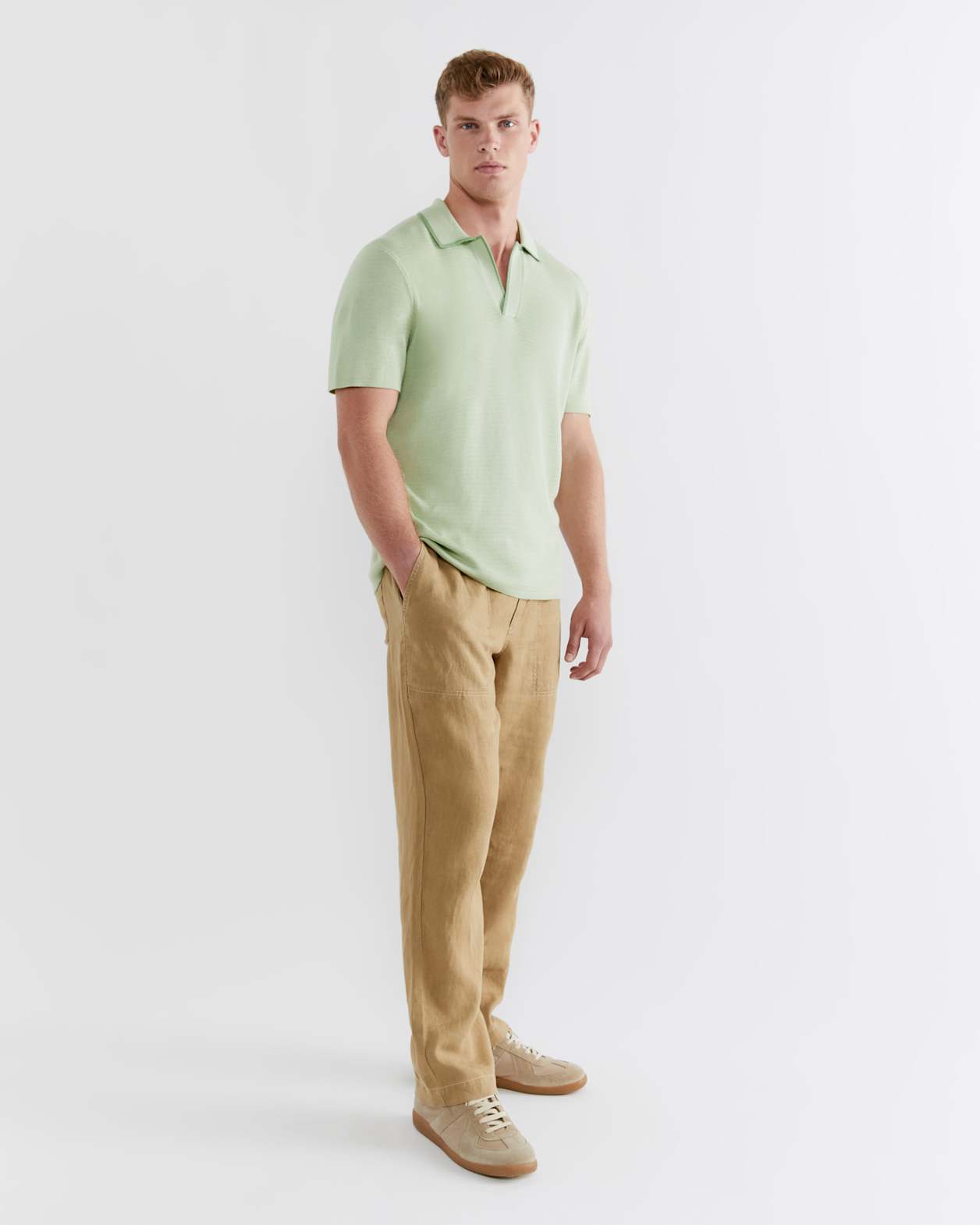 Spencer Knit Polo in SOFT GREEN
