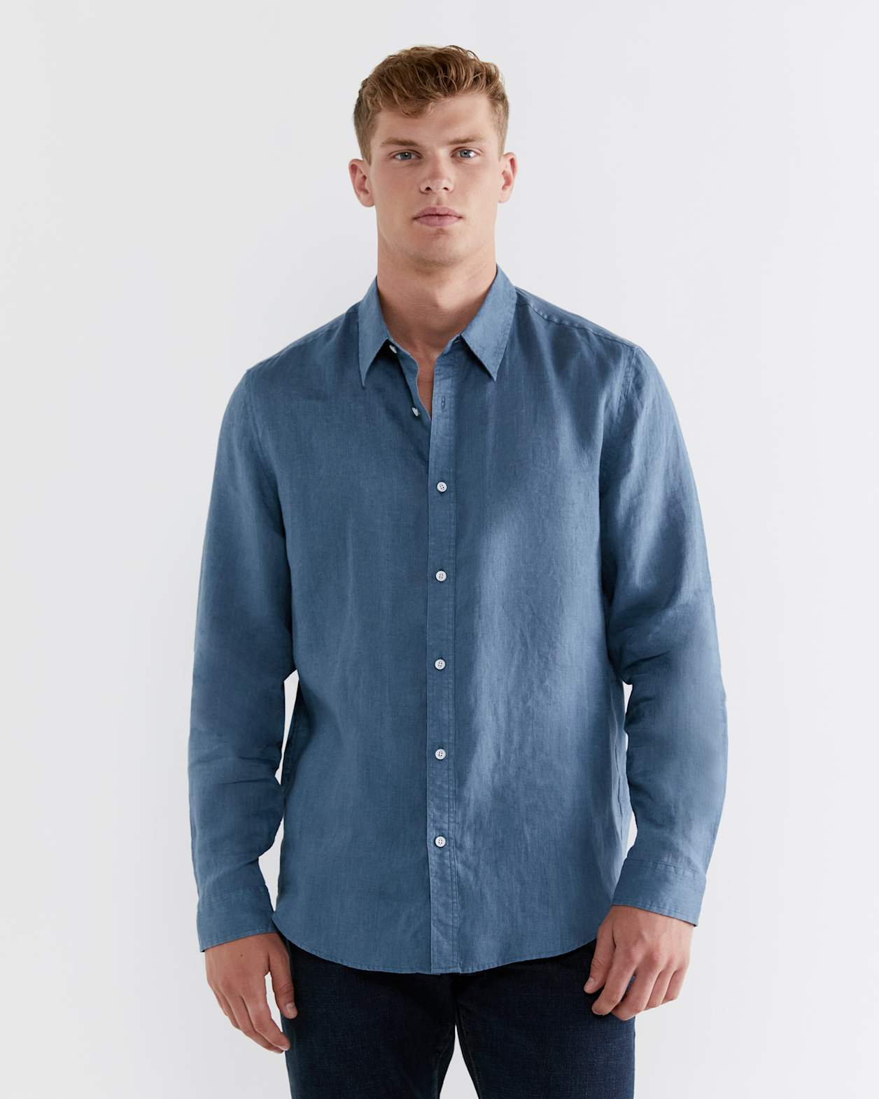 Cooper Linen Shirt in BLUE