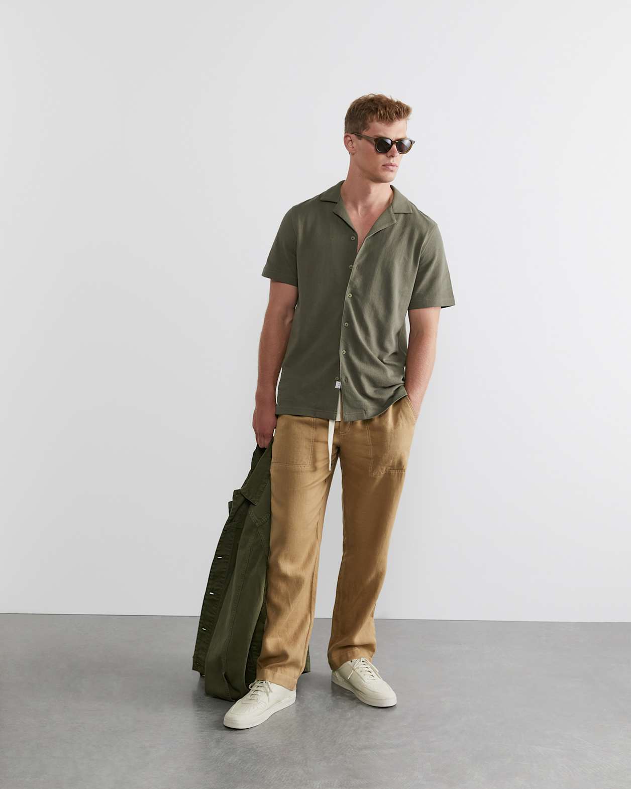 Francis Knitted Cotton Shirt in MILITARY