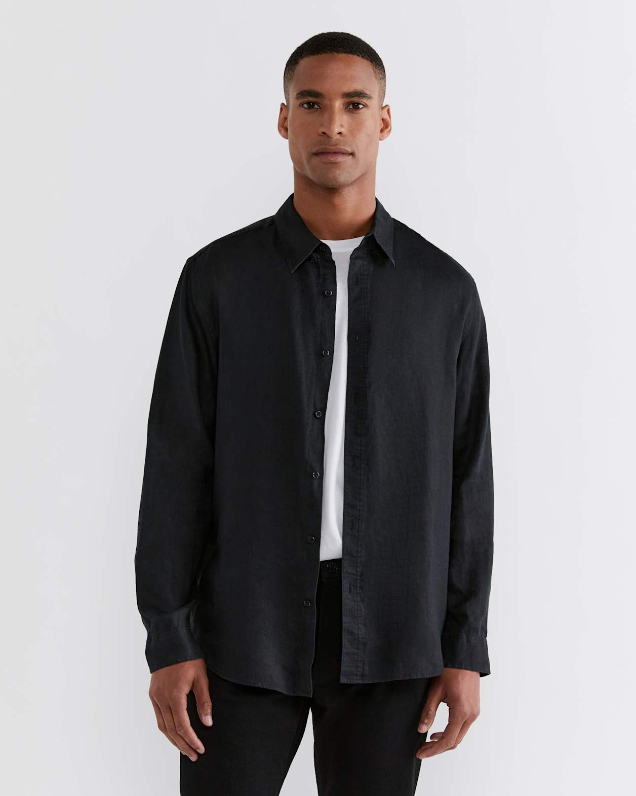 Hux Linen Shirt in WASHED BLACK