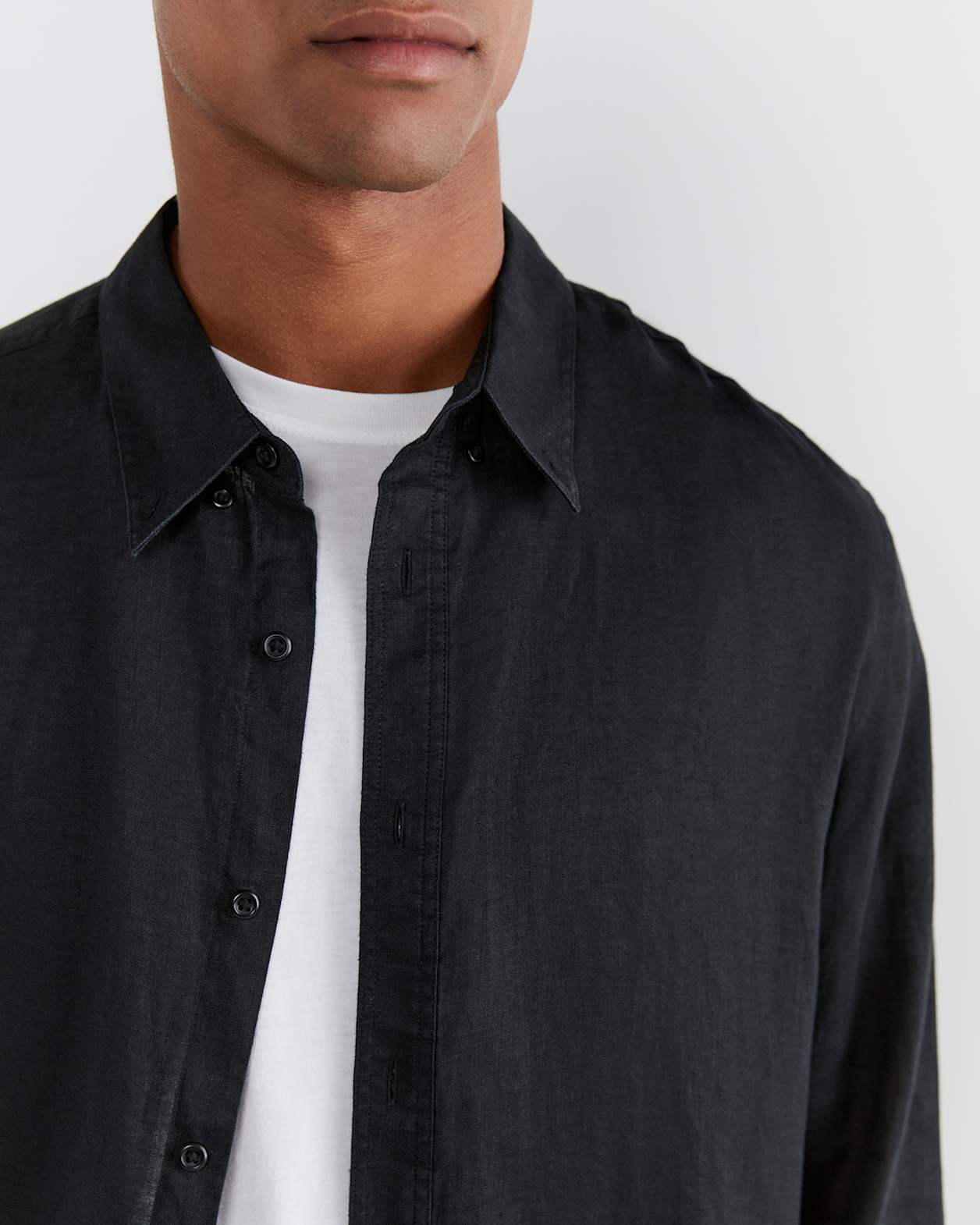 Hux Linen Shirt in WASHED BLACK