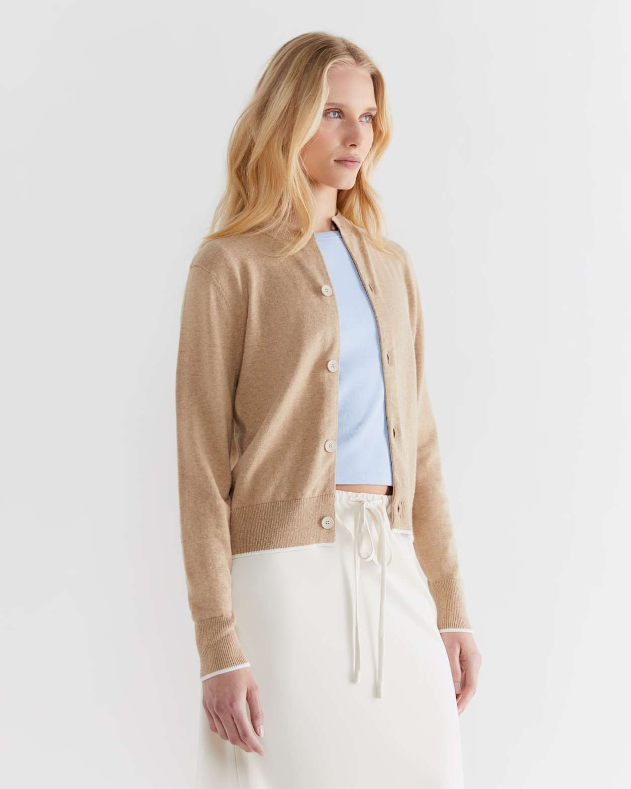 Orla Cotton Cashmere Cardigan in CORN SILK