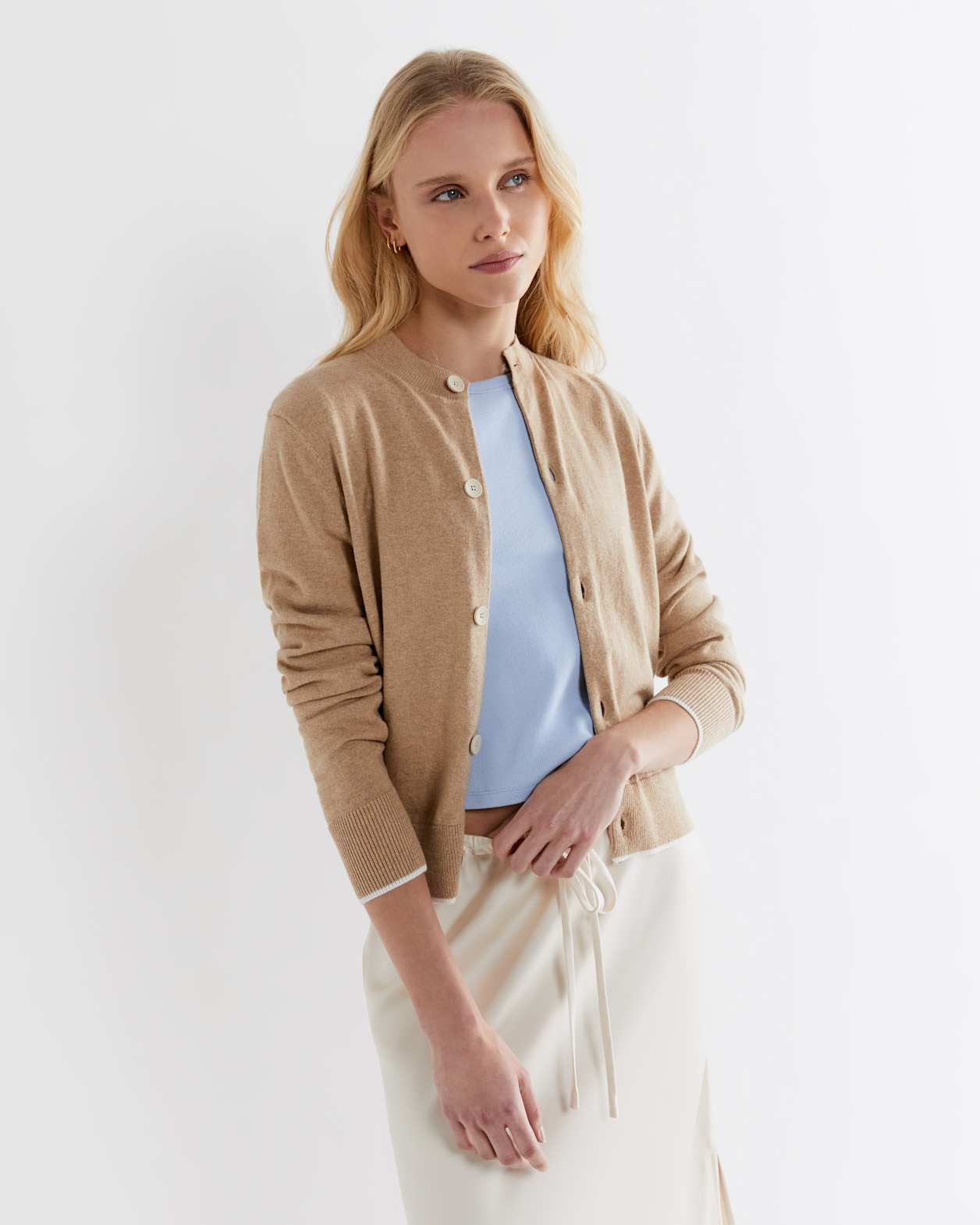 Orla Cotton Cashmere Cardigan in CORN SILK