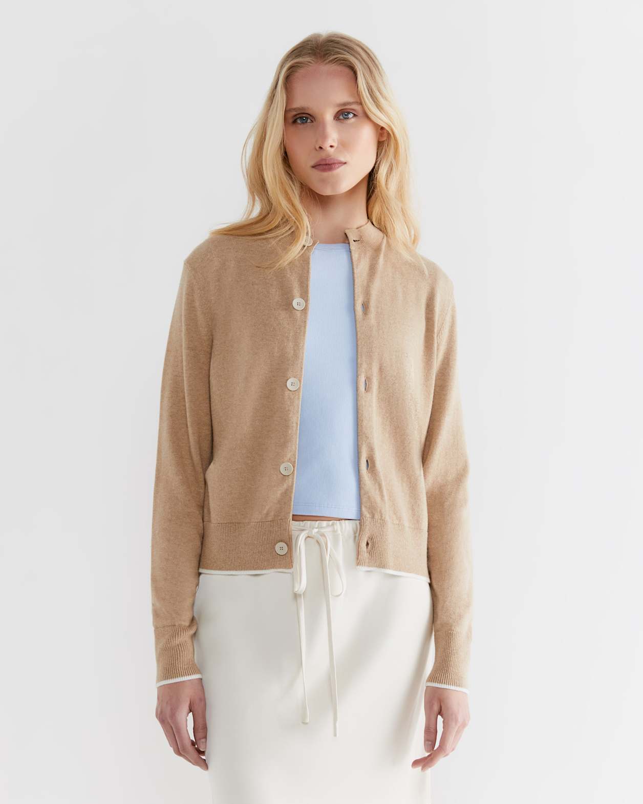 Orla Cotton Cashmere Cardigan in CORN SILK