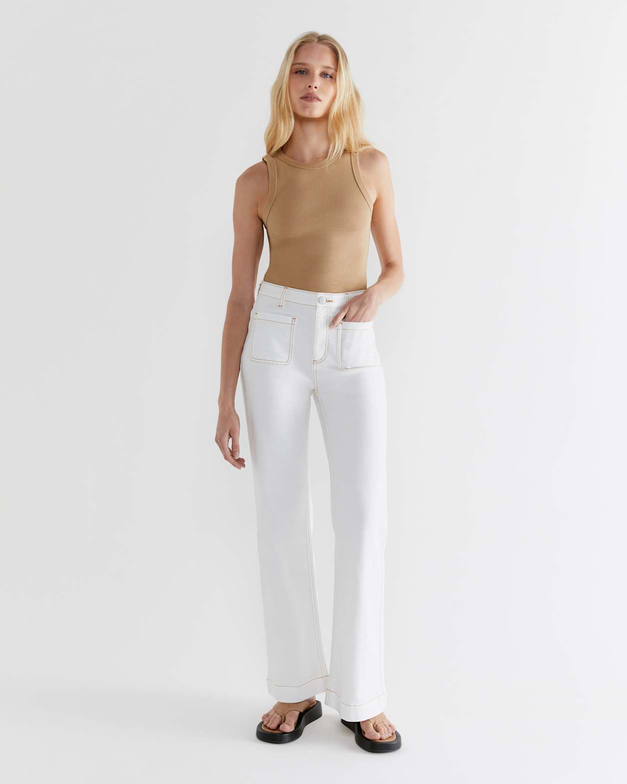 Harlowe Cotton Rib Tank in CARAMEL