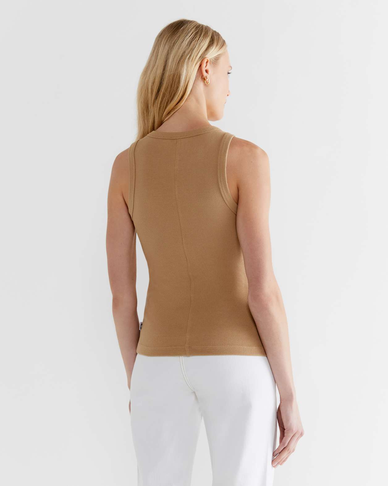 Harlowe Cotton Rib Tank in CARAMEL