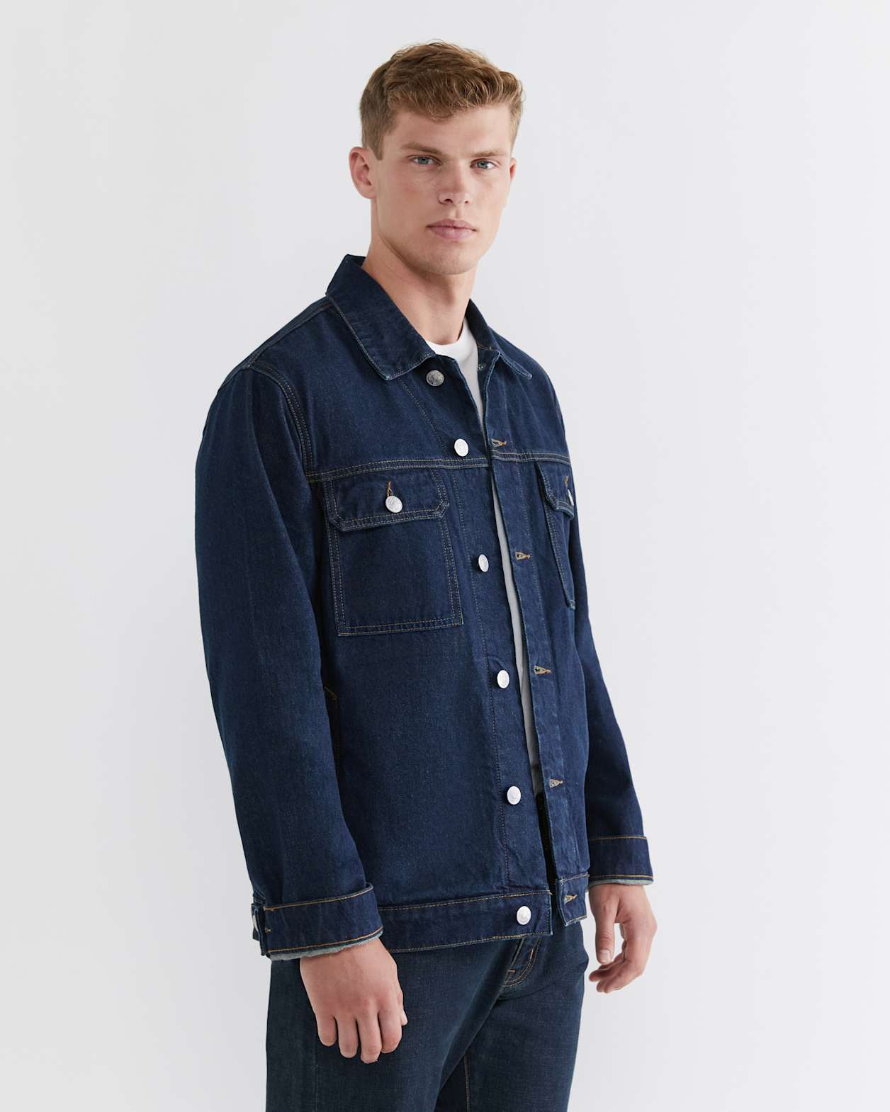 Seth Denim Trucker in DENIM MID WASH