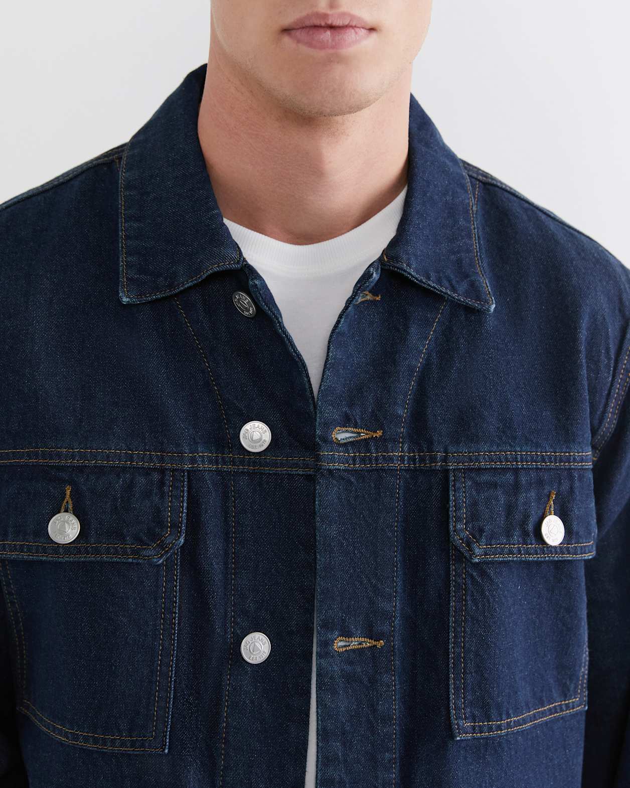 Seth Denim Trucker in DENIM MID WASH
