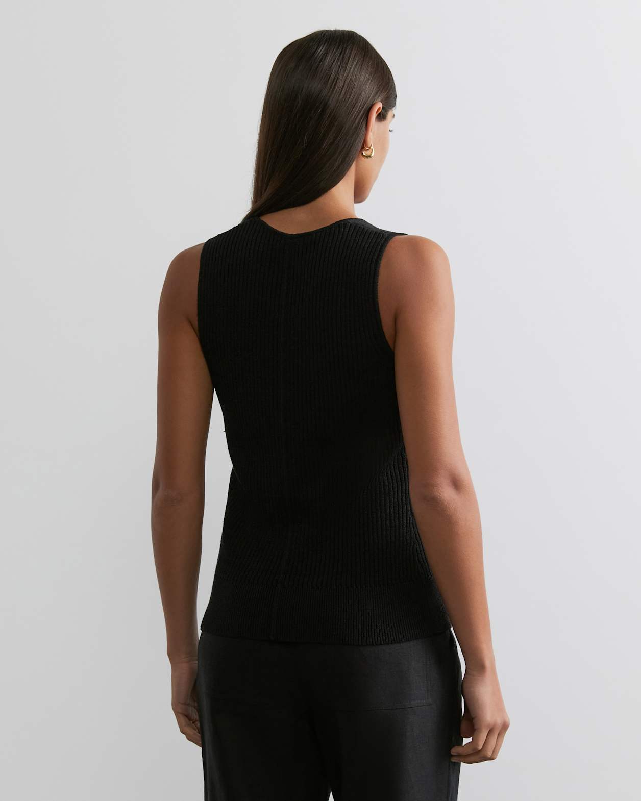 Ellie Linen Knit Vest in BLACK