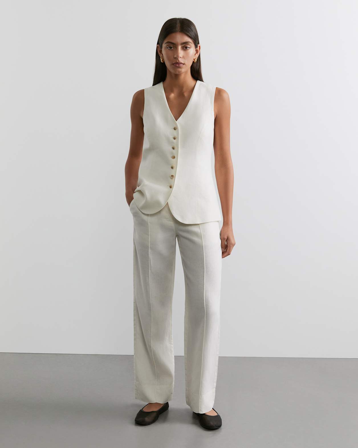 Kayla Linen Vest in MILK