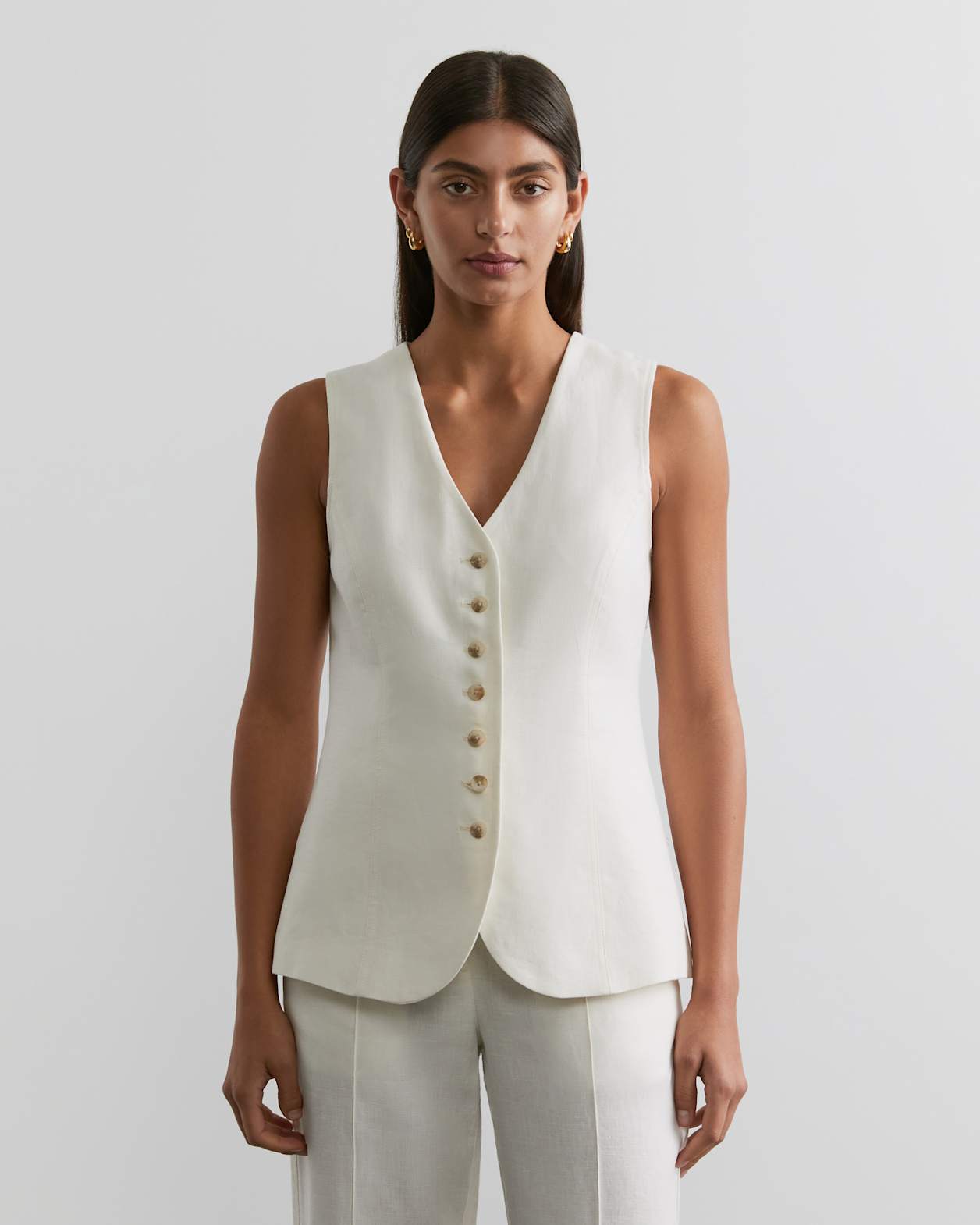 Kayla Linen Vest in MILK