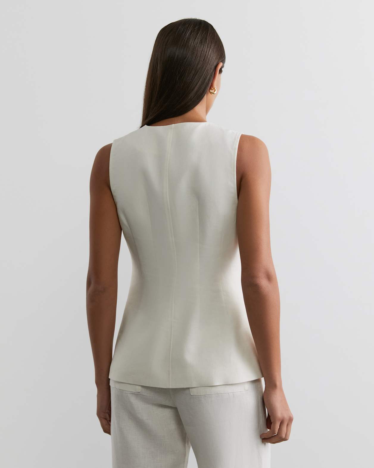 Kayla Linen Vest in MILK