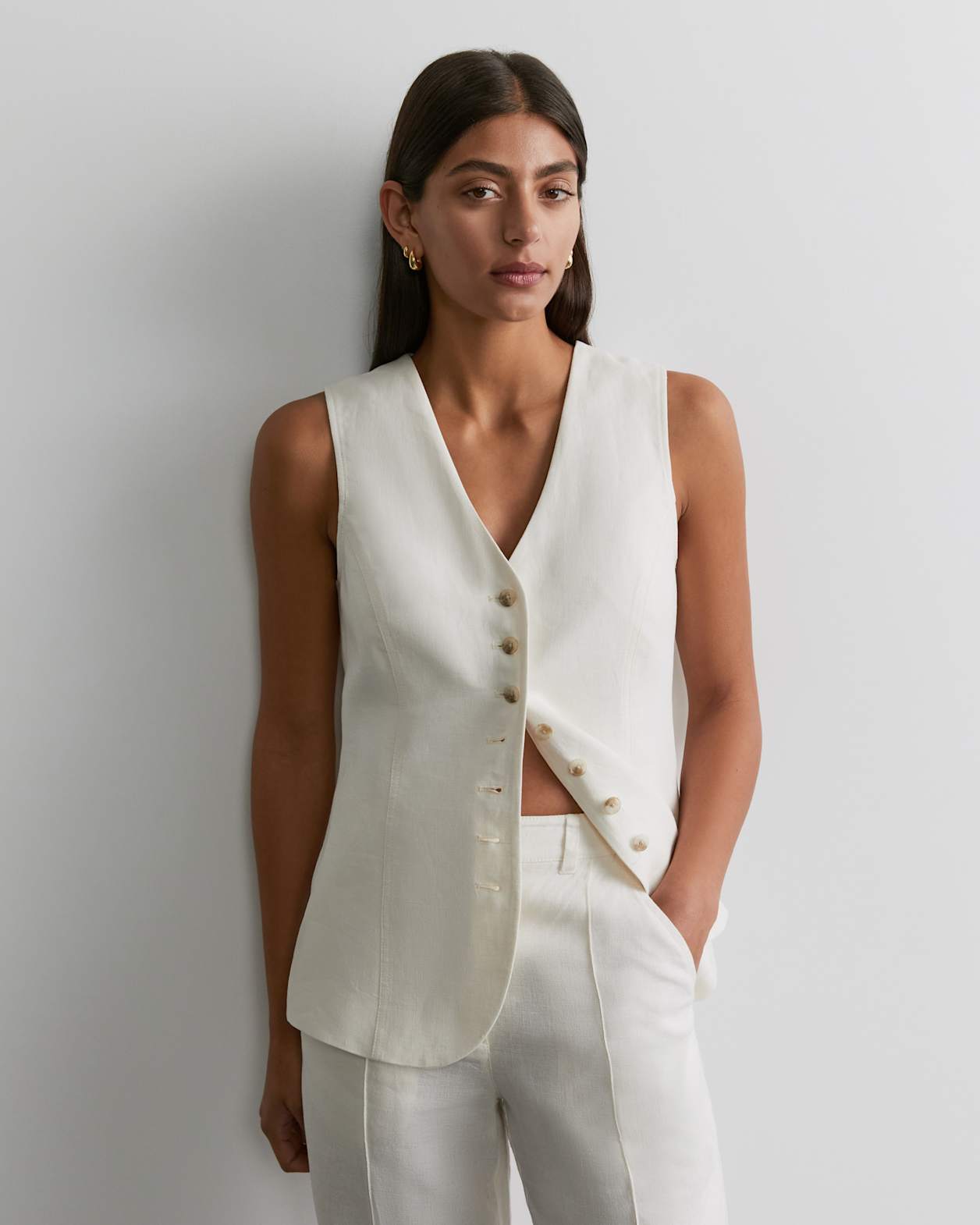 Kayla Linen Vest in MILK