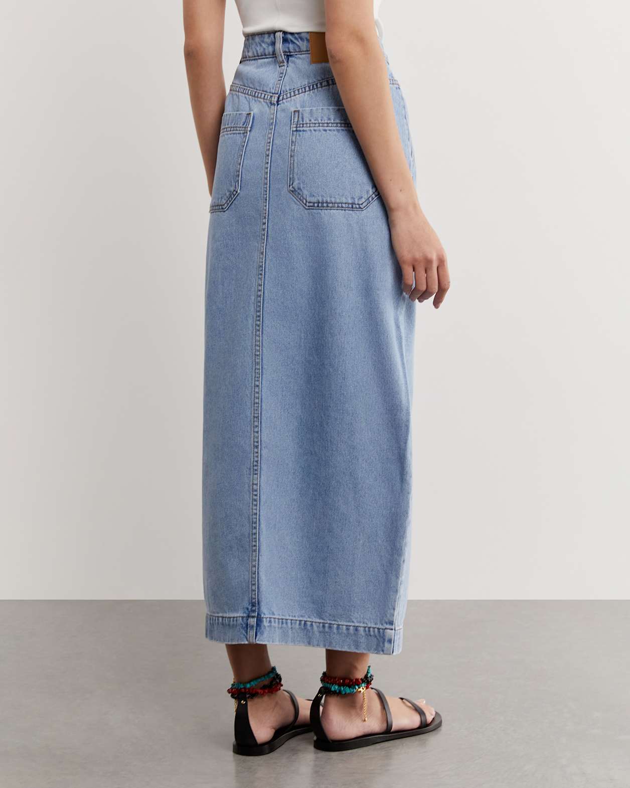 Mackenzie Column Denim Skirt in LIGHT WASH