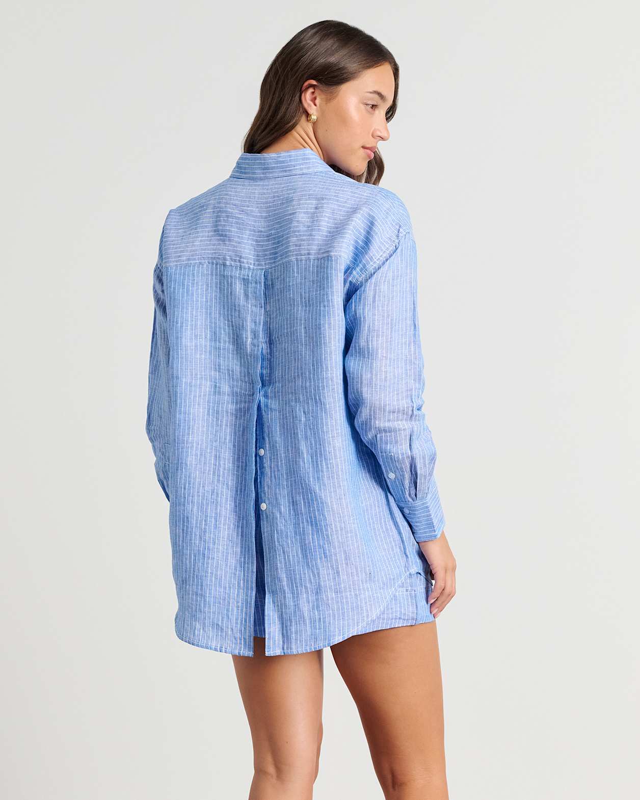 Winona Stripe Shirt in WHITE/AZURE