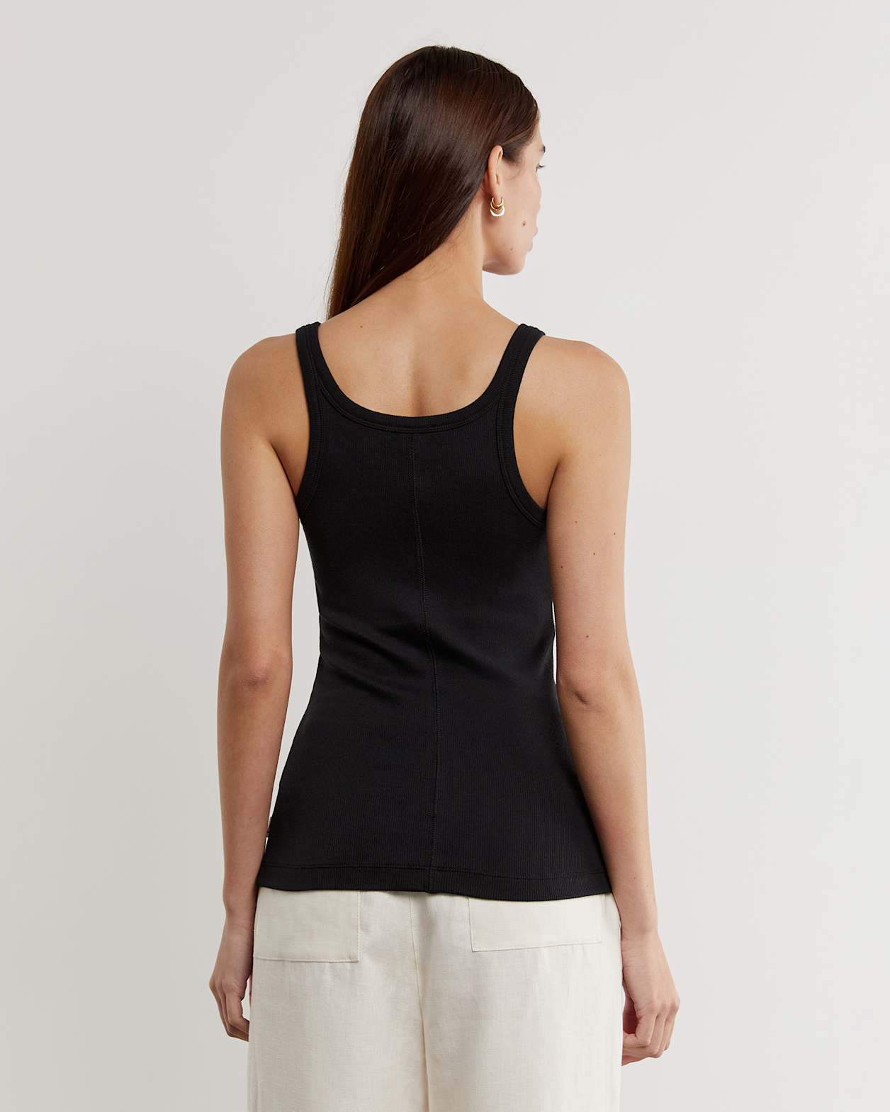 Bronte Ribbed Scoop Tank in BLACK