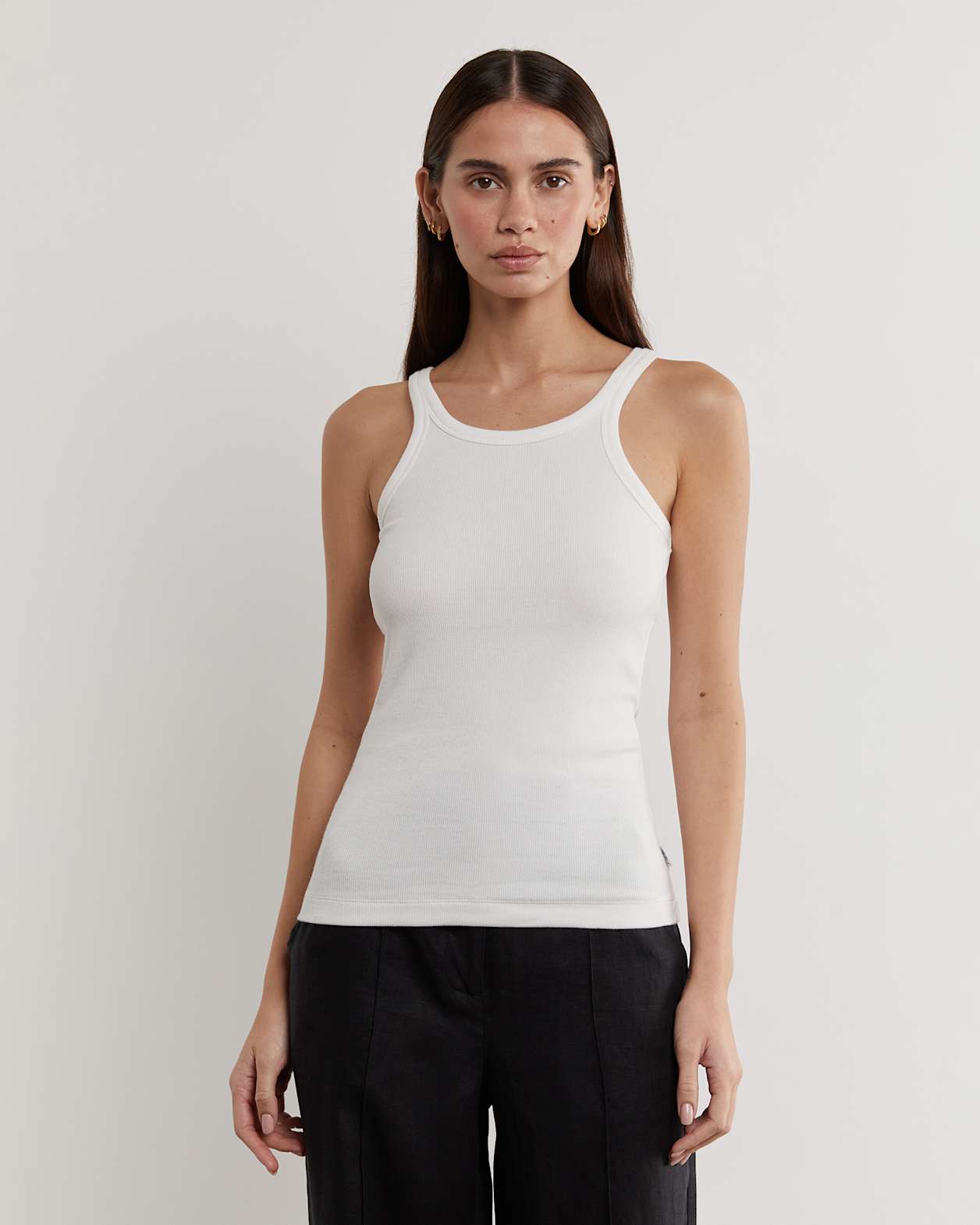 Bronte Ribbed Scoop Tank in WHITE