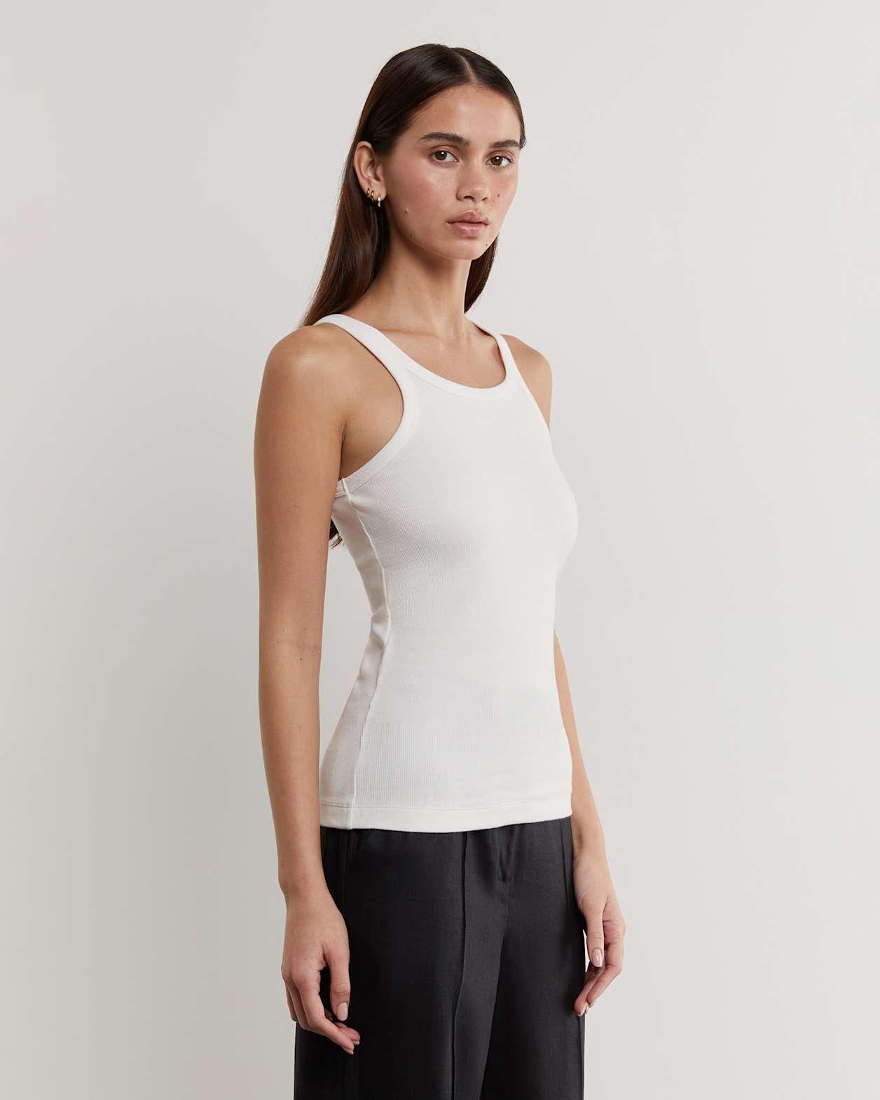 Bronte Ribbed Scoop Tank in WHITE