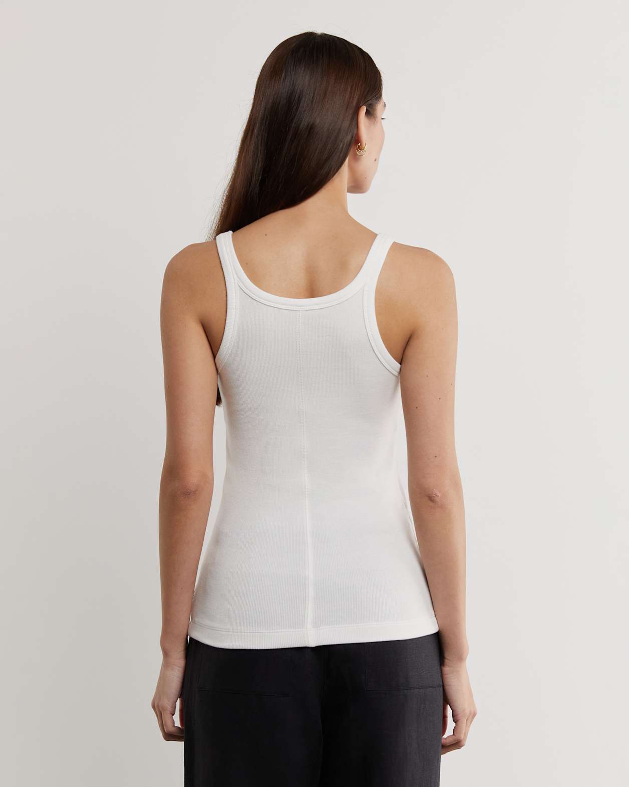 Bronte Ribbed Scoop Tank in WHITE