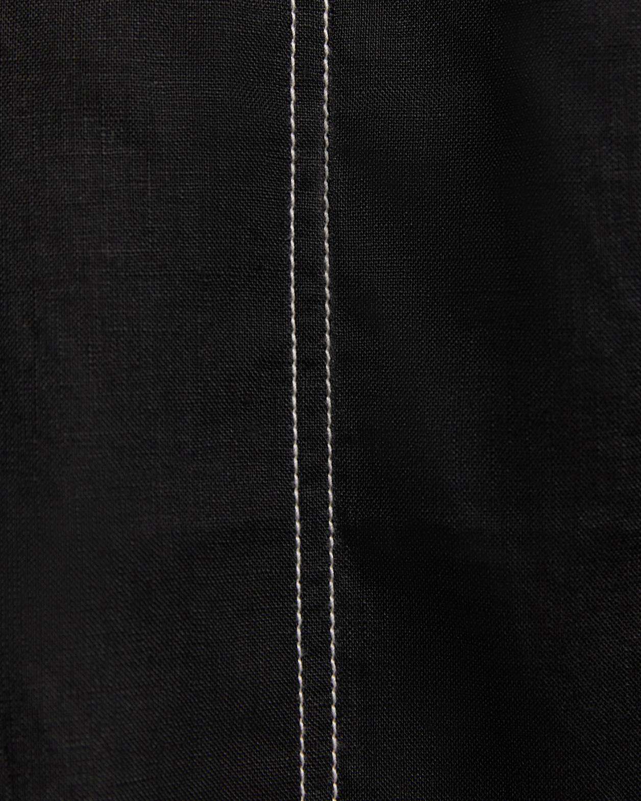 Sara Linen Midi Dress in BLACK