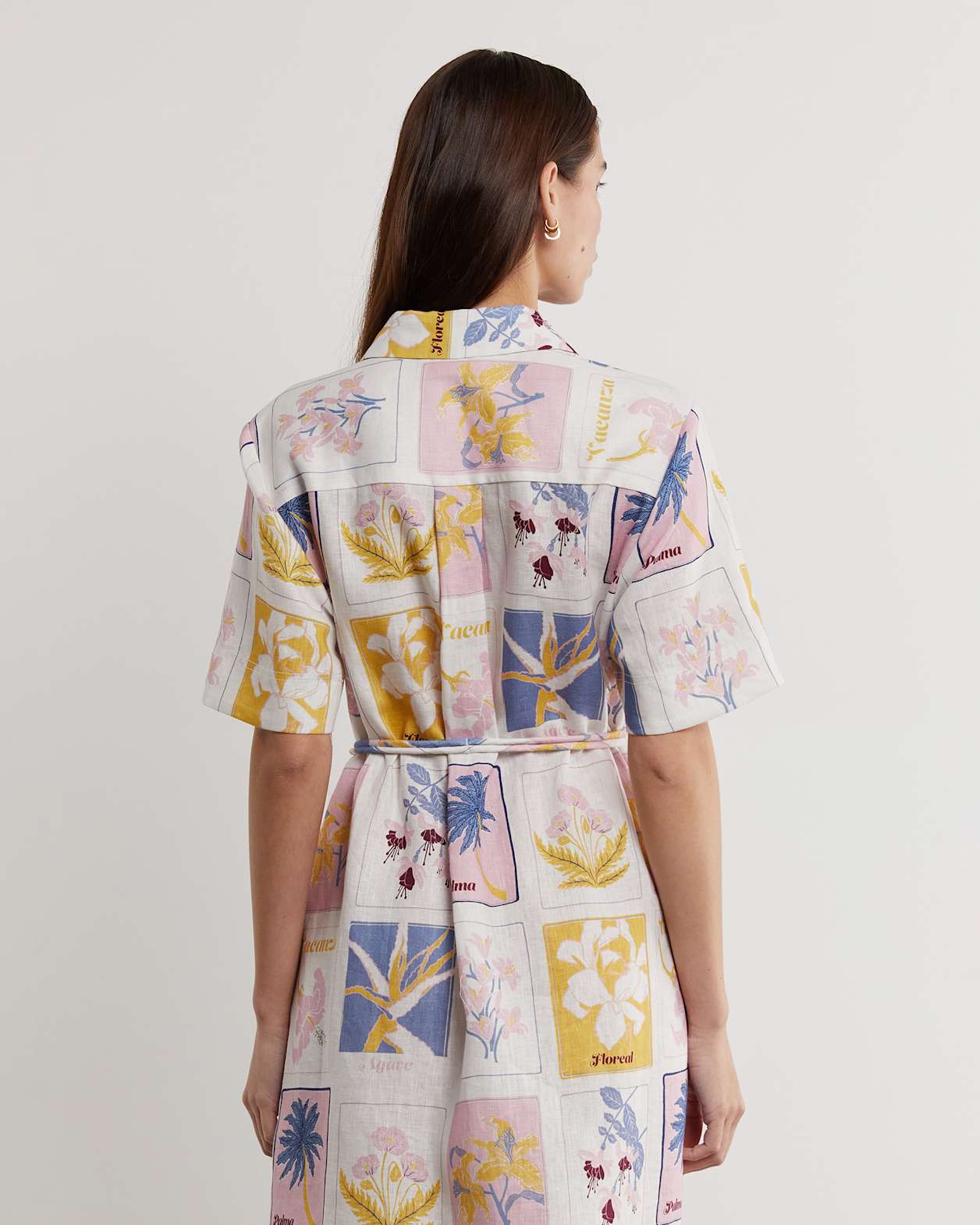 Aimee Linen Postcard Dress in PINK MULTI