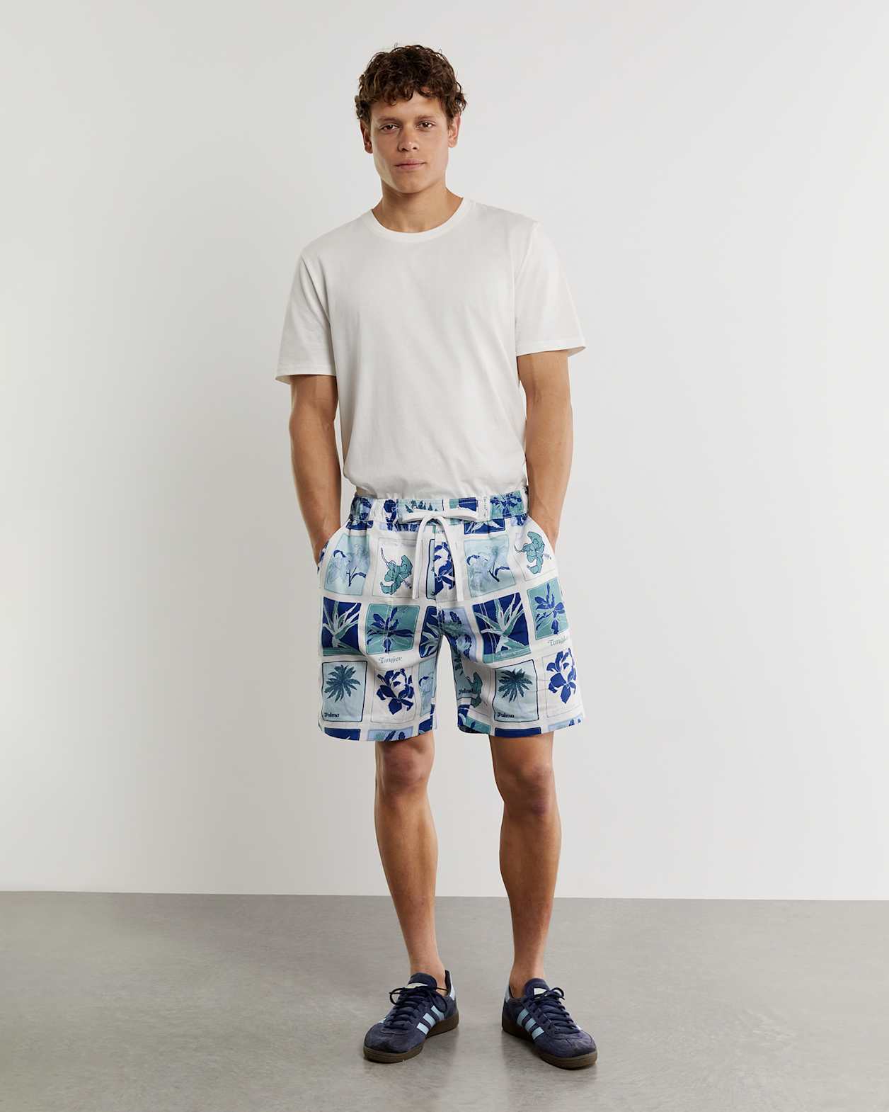 Noah Linen Postcard Short in BLUE MULTI