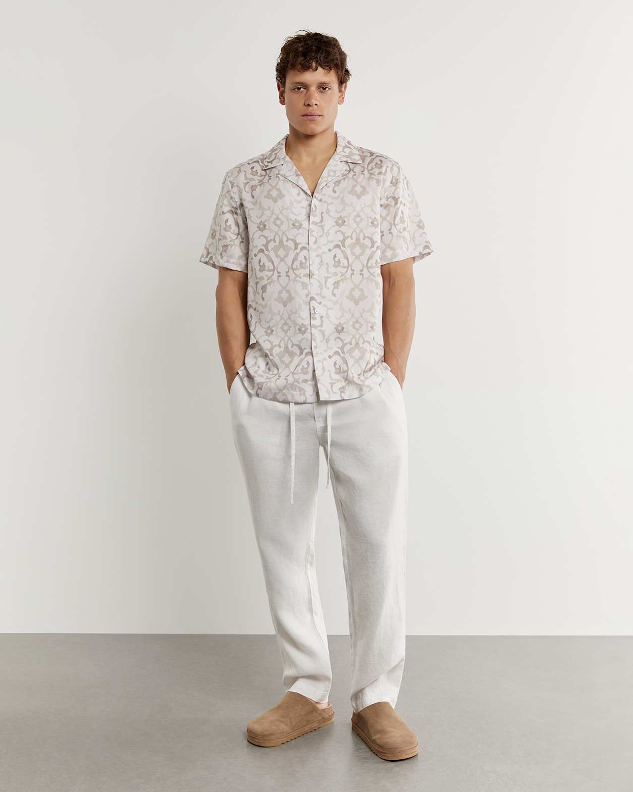 Andre Tencel Mosaic Shirt in GREY/WHITE