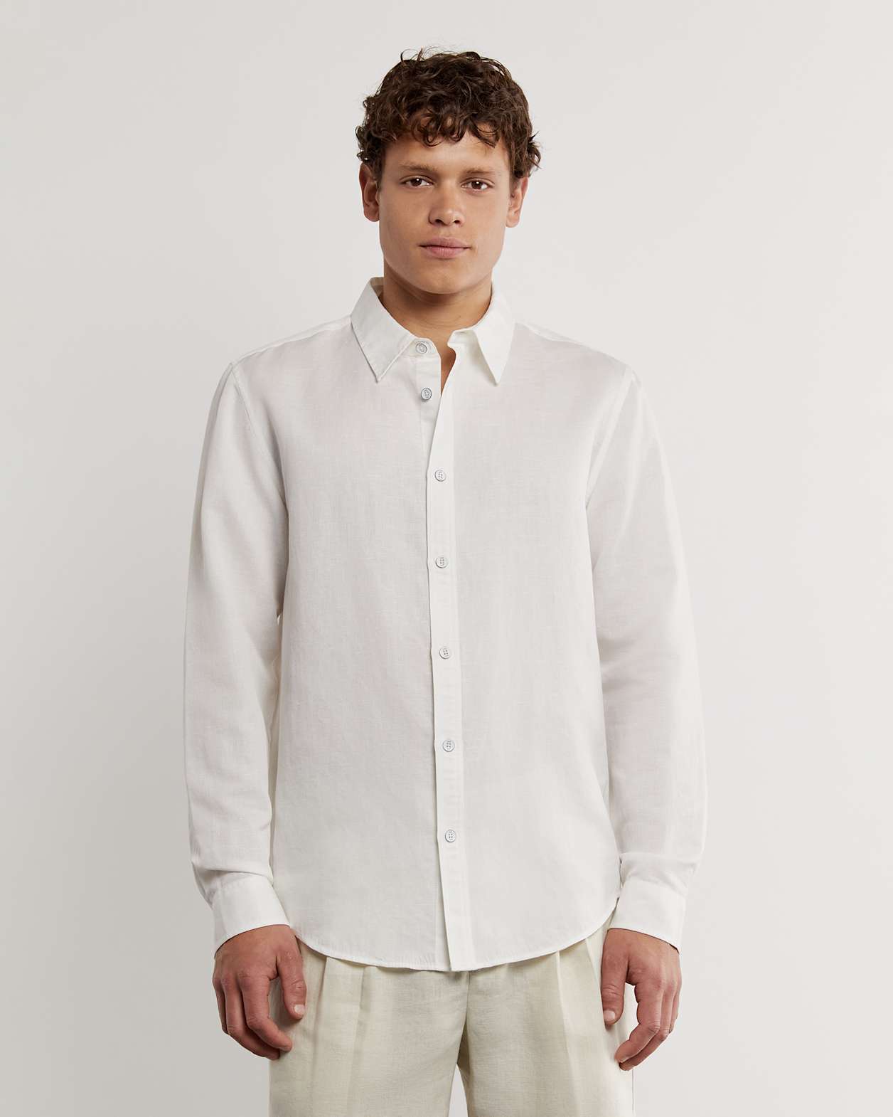Cooper Linen Cotton Shirt in WHITE