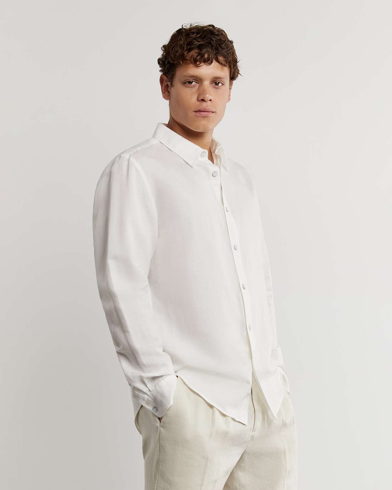 Cooper Linen Cotton Shirt in WHITE