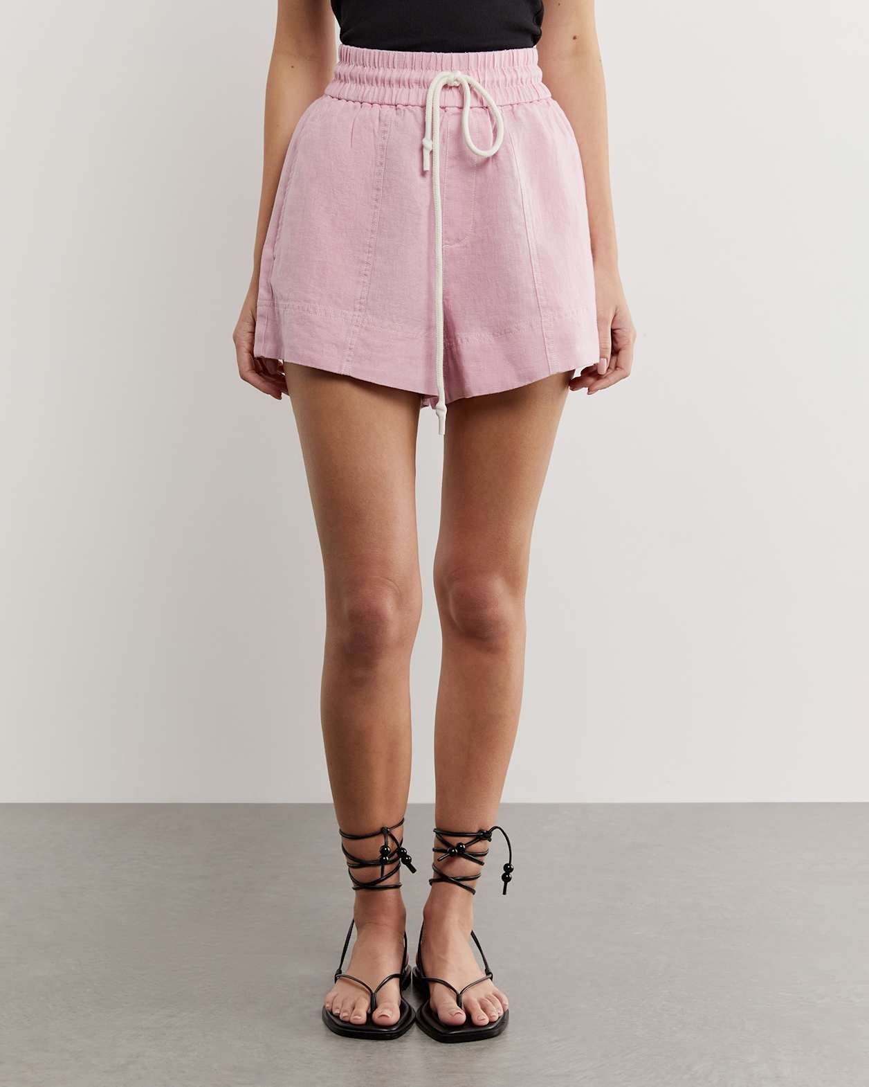 Gigi Linen Pull On Short in PINK