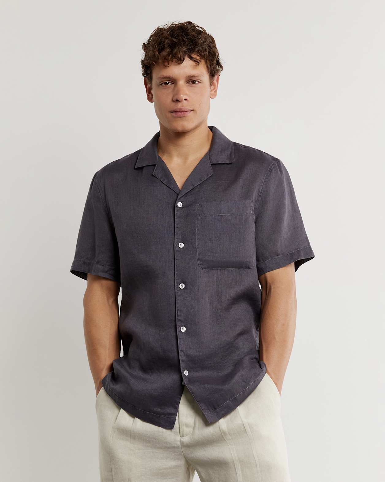 Andre Linen Shirt in STEEL