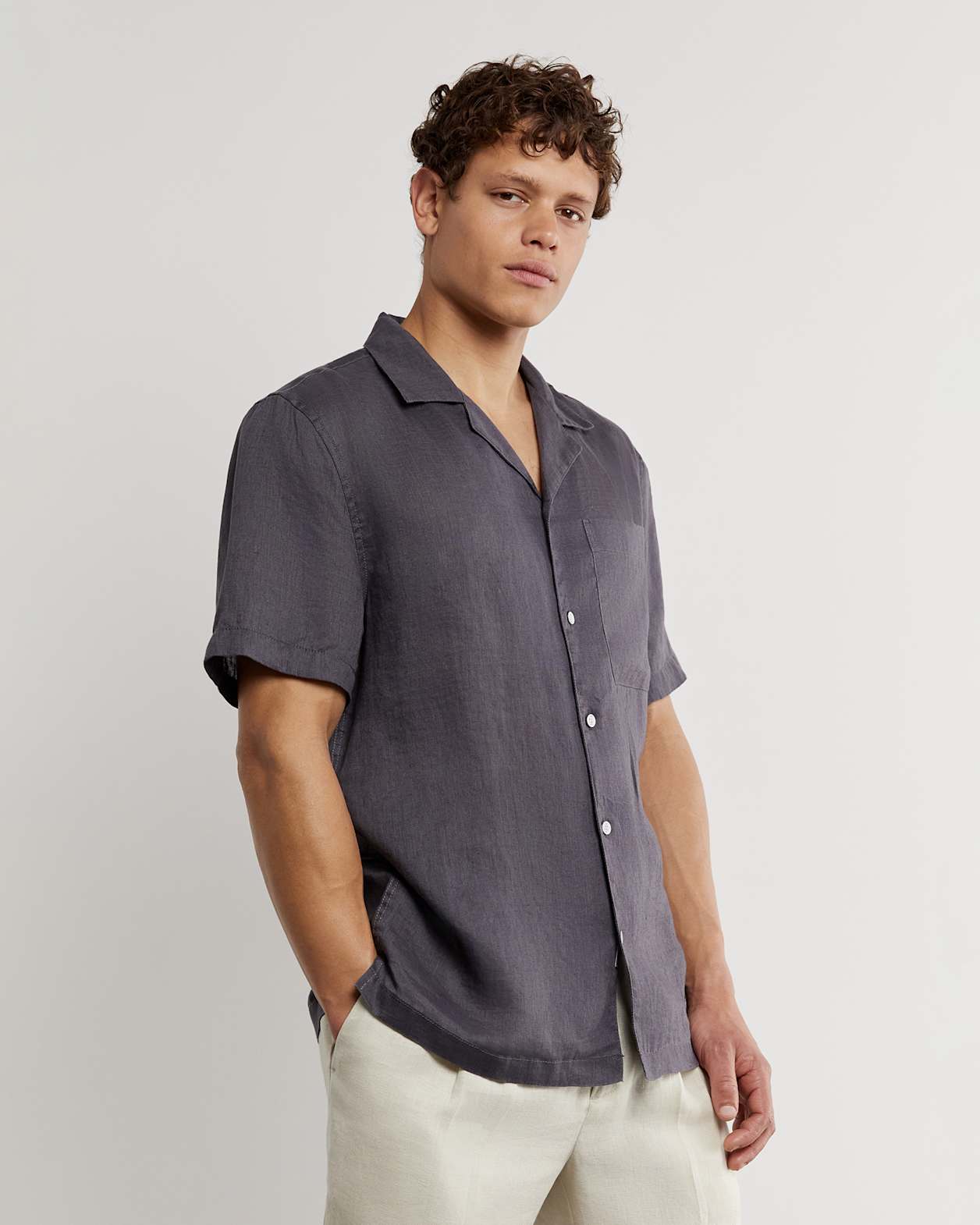 Andre Linen Shirt in STEEL