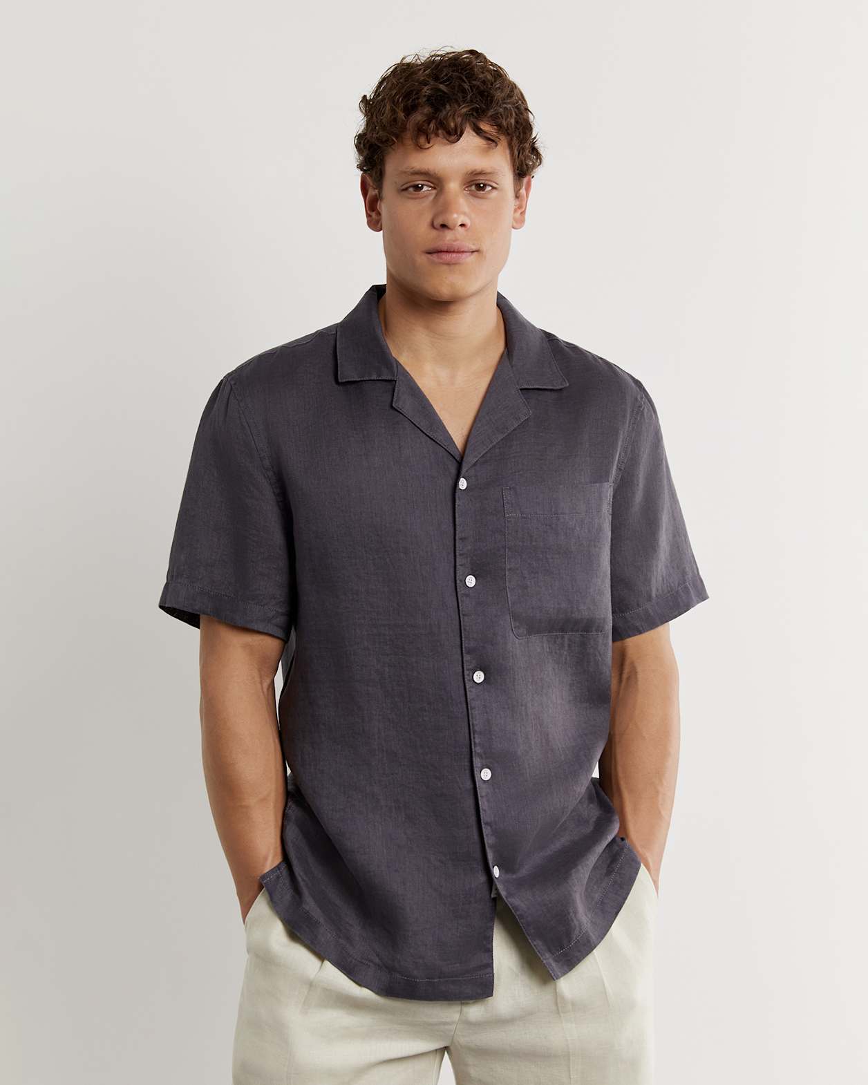 Andre Linen Shirt in STEEL
