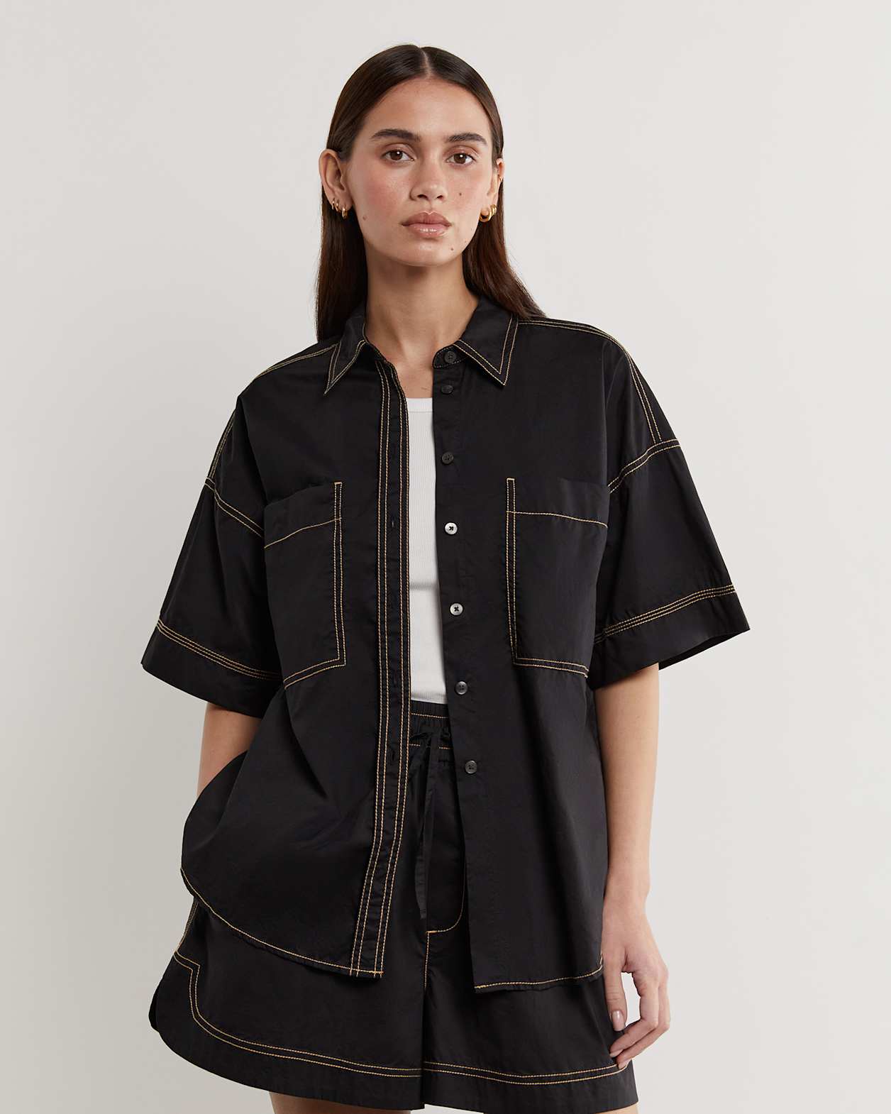 Eden Cotton Relaxed Shirt in BLACK