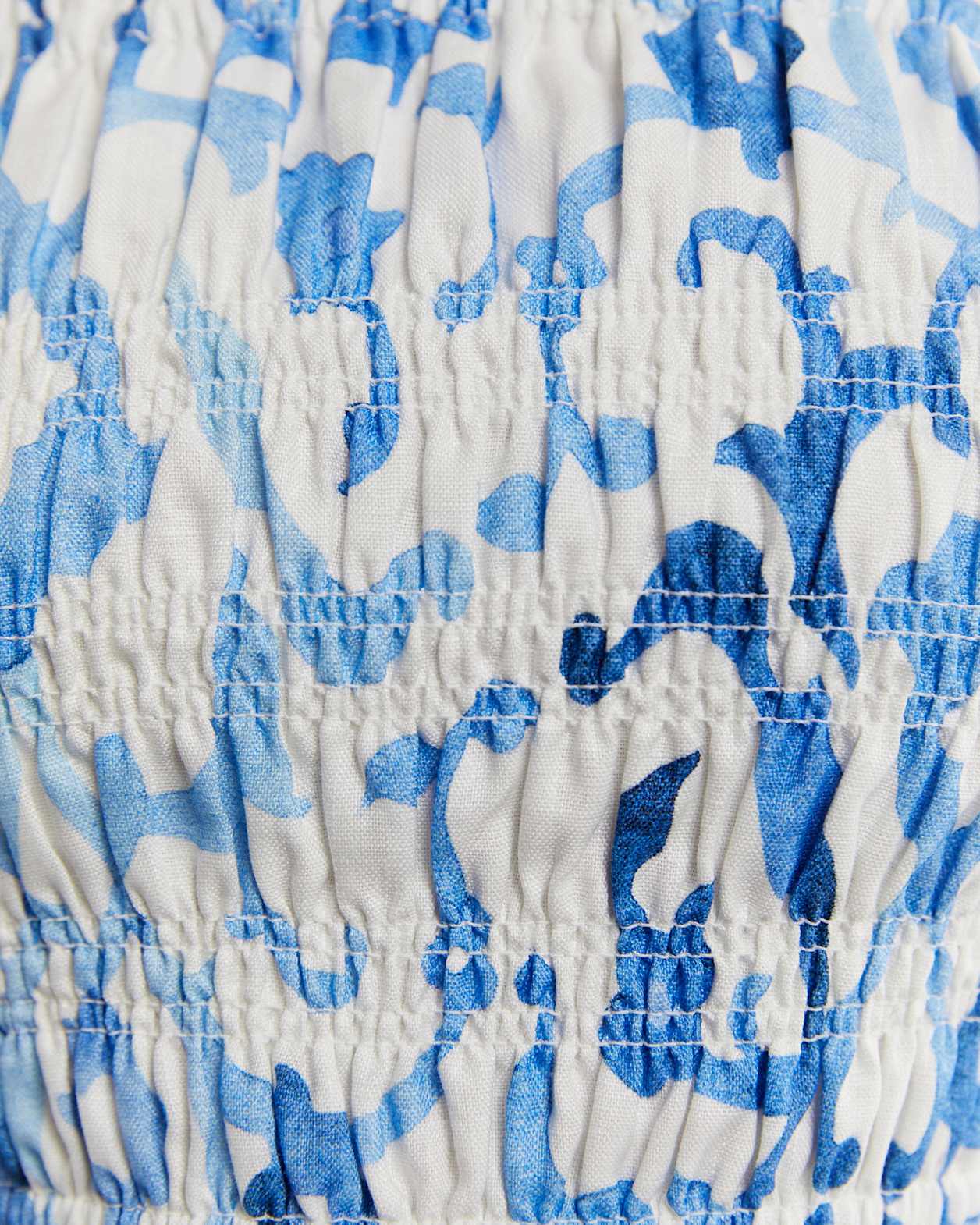 Ella Linen Mosaic Top in WHITE/COBALT