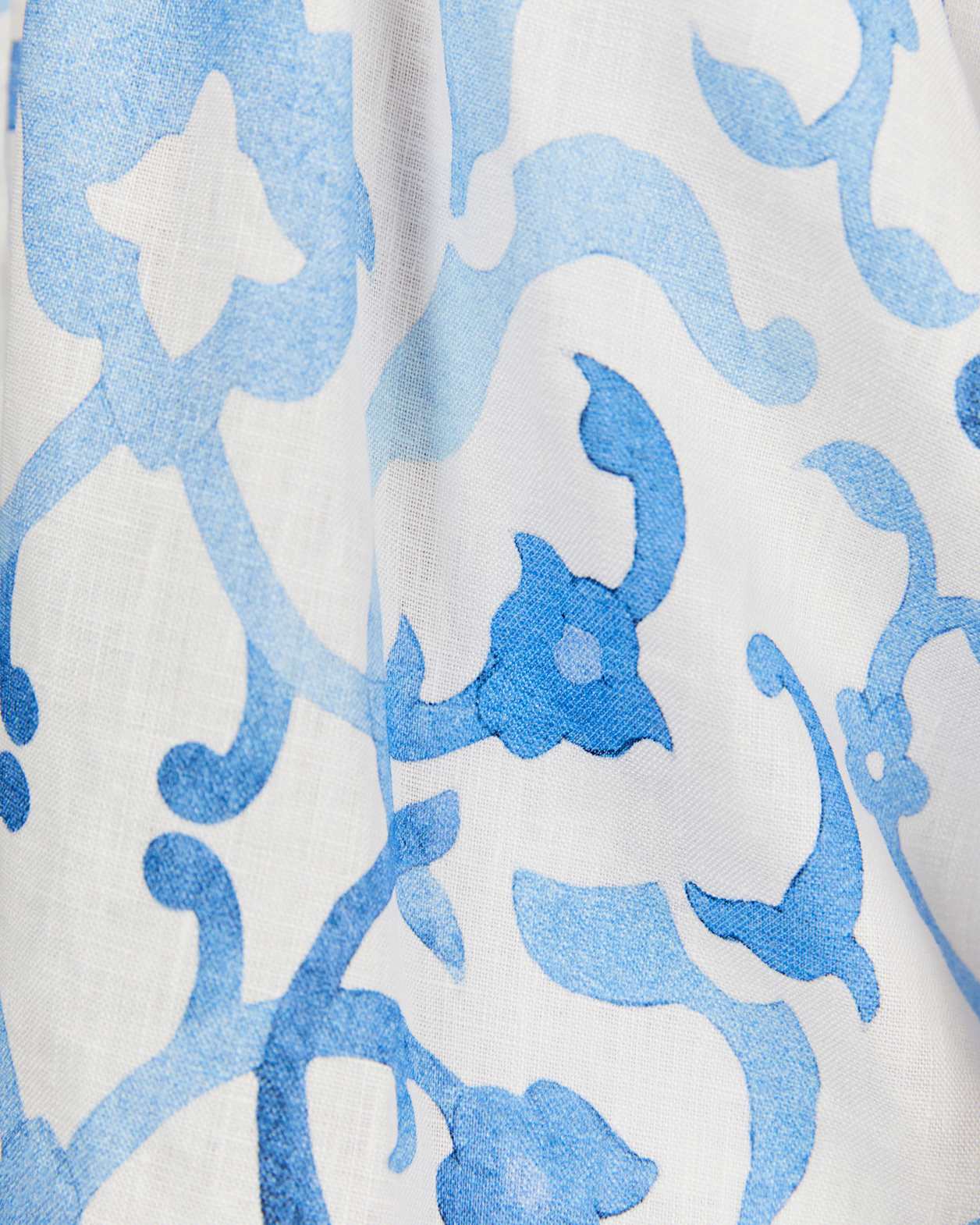 Ila Linen Mosaic Mini Dress in WHITE/COBALT
