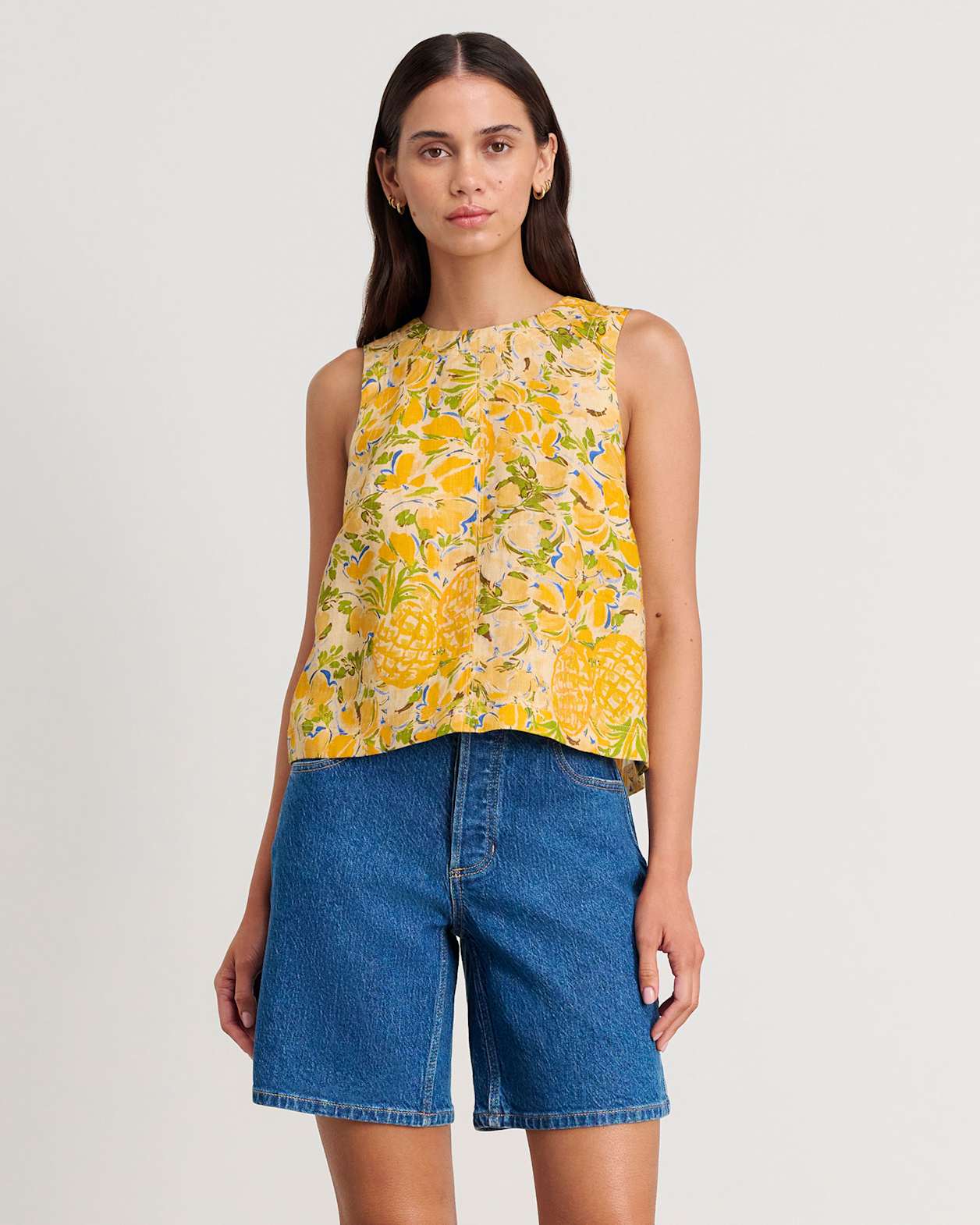 Quinn Linen Colada Top in GOLD