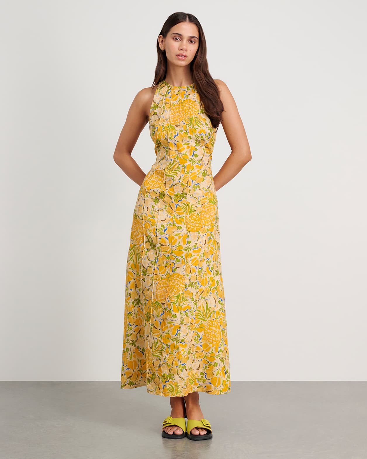 Merenda Linen Colada Dress in GOLD