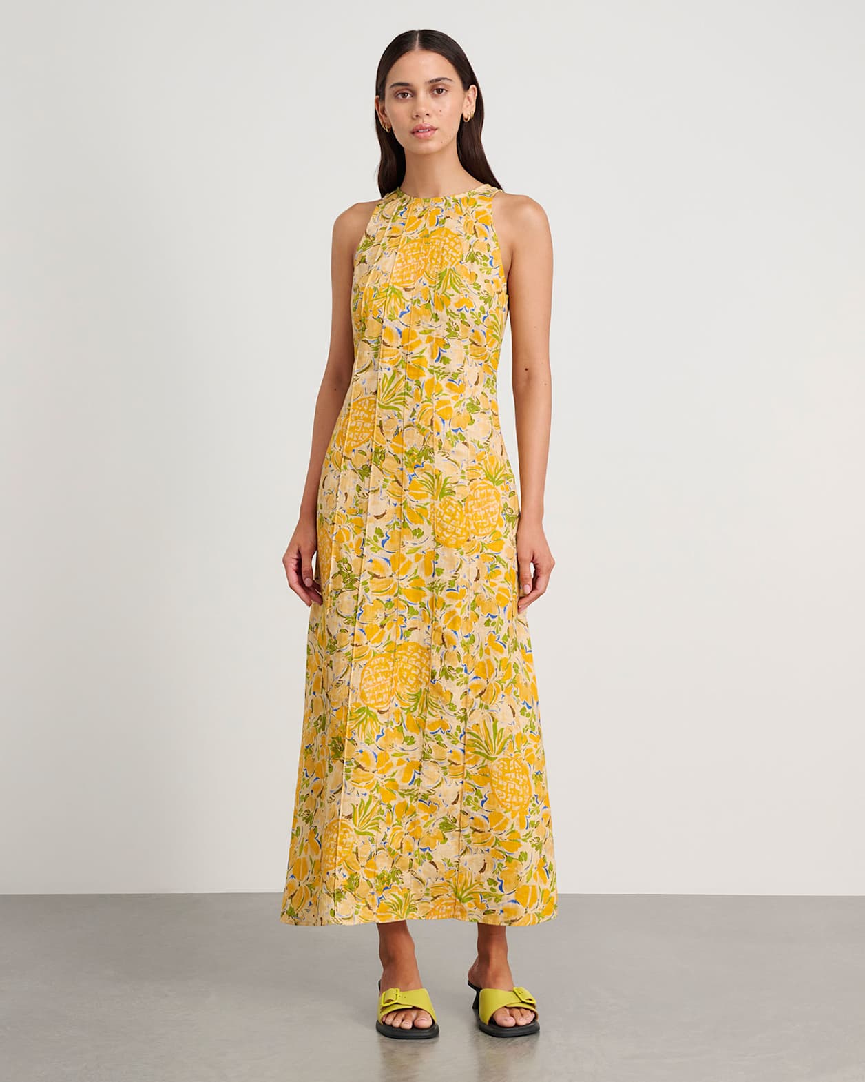 Merenda Linen Colada Dress in GOLD