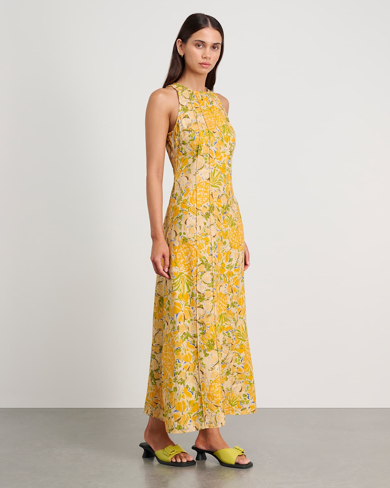 Merenda Linen Colada Dress in GOLD