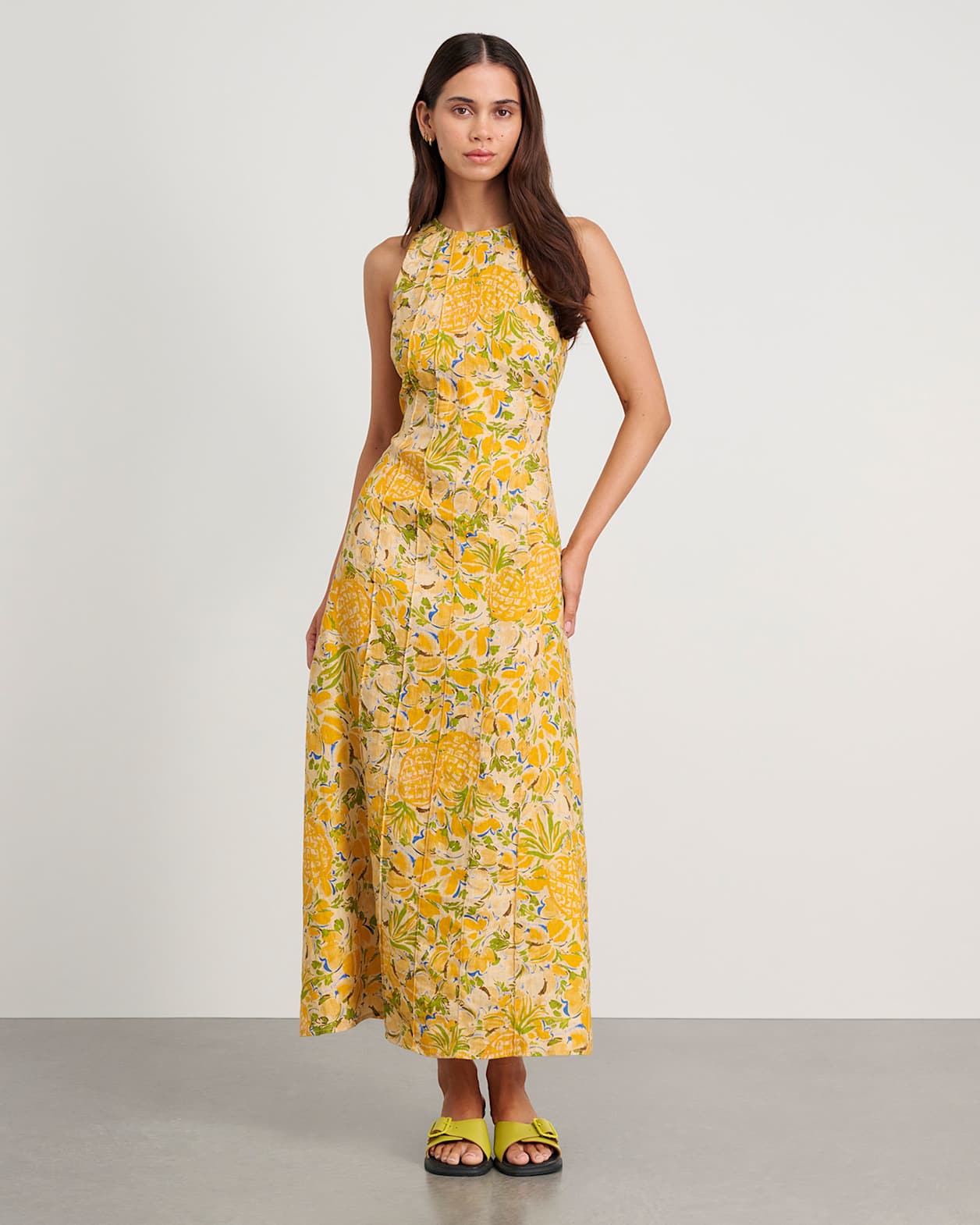 Merenda Linen Colada Dress in GOLD