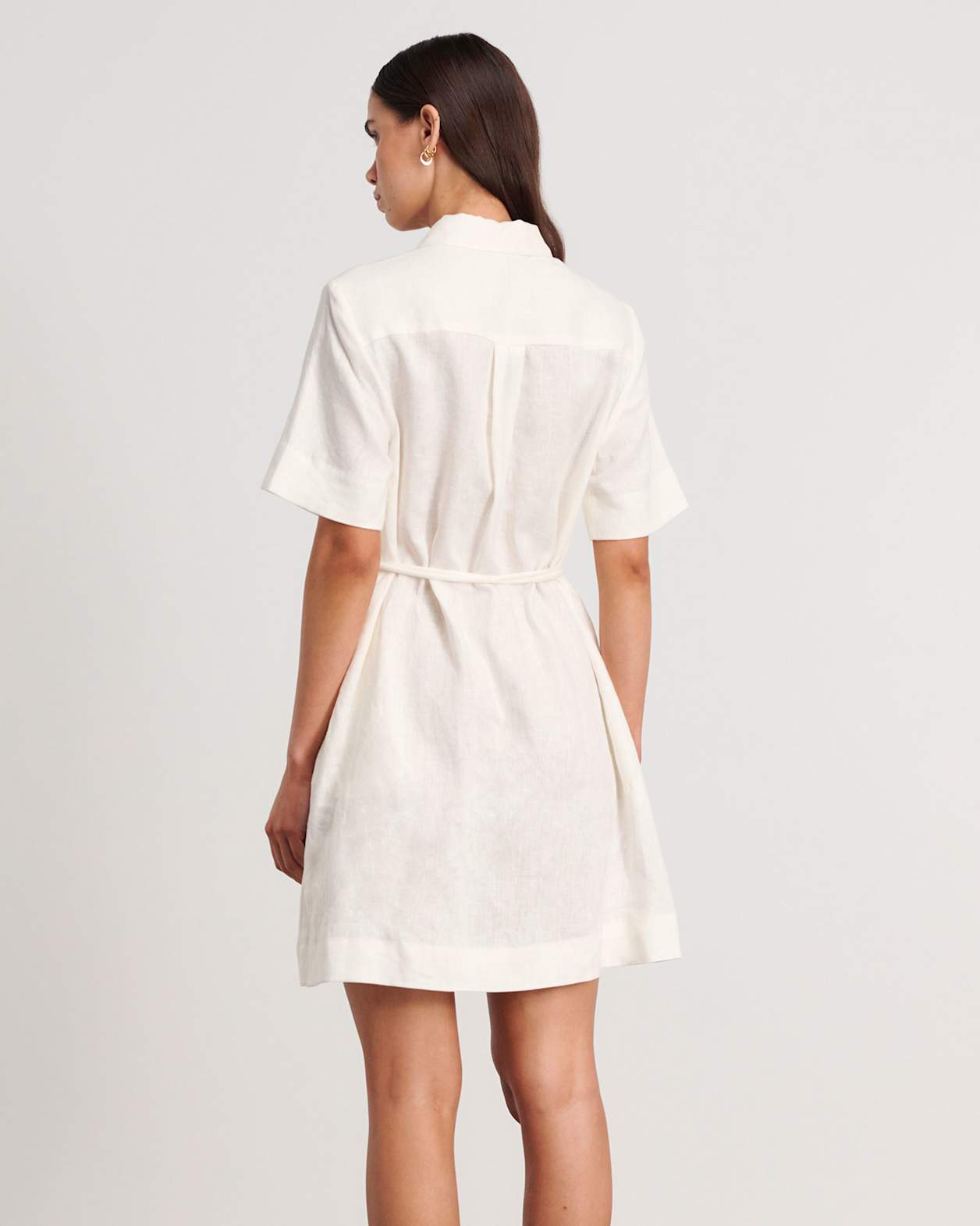 Aimee Linen Palm Dress in MILK
