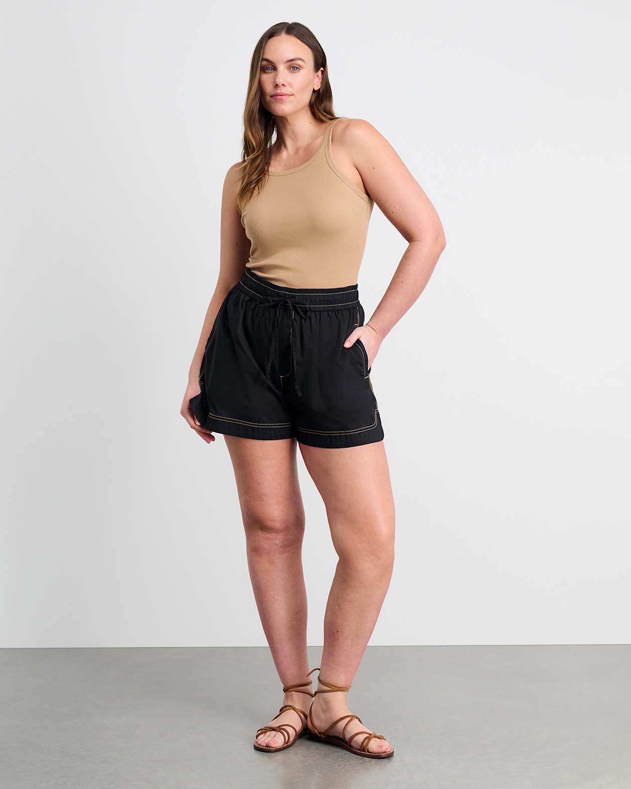 Eden Cotton Pull On Short in BLACK