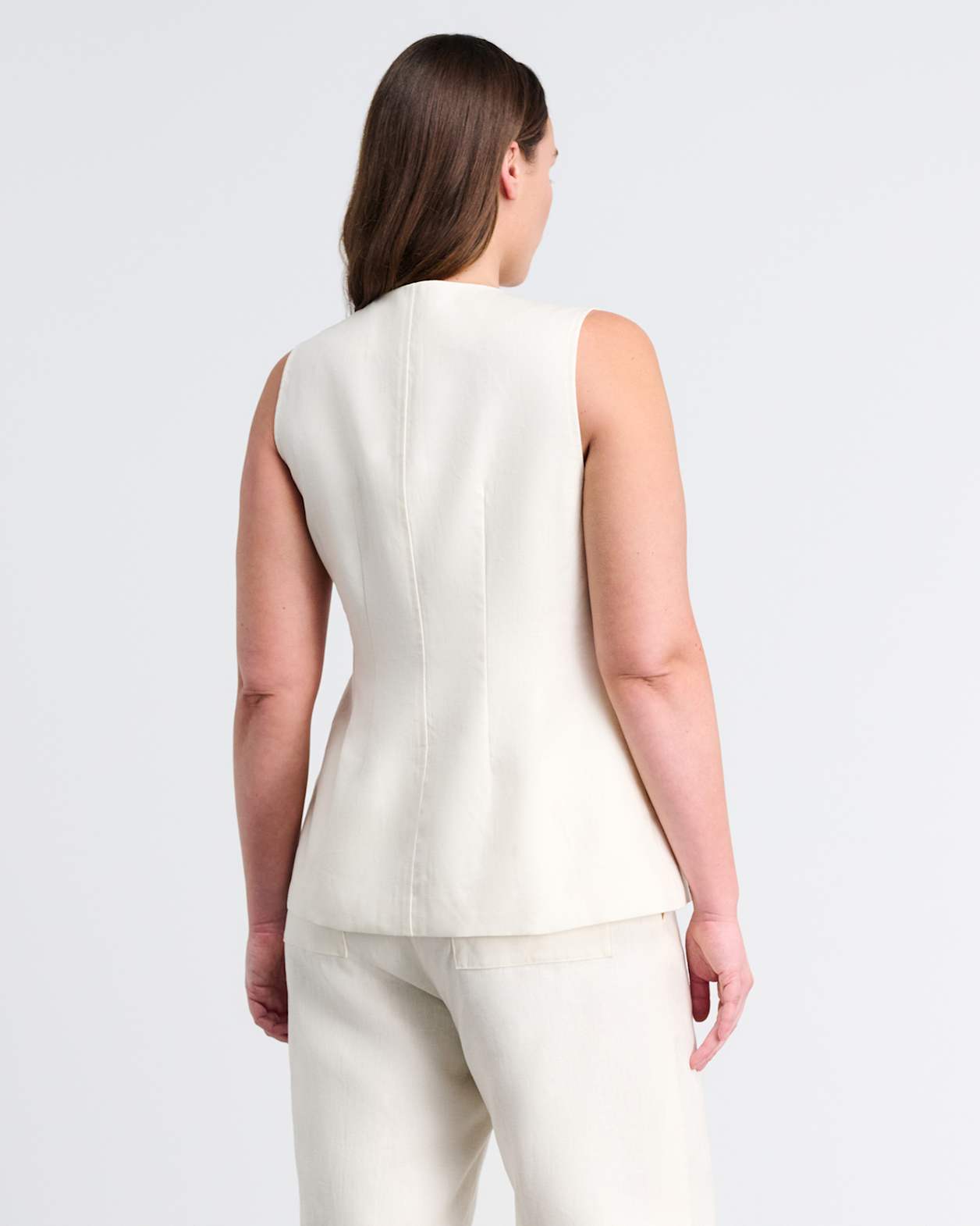 Kayla Linen Vest in MILK